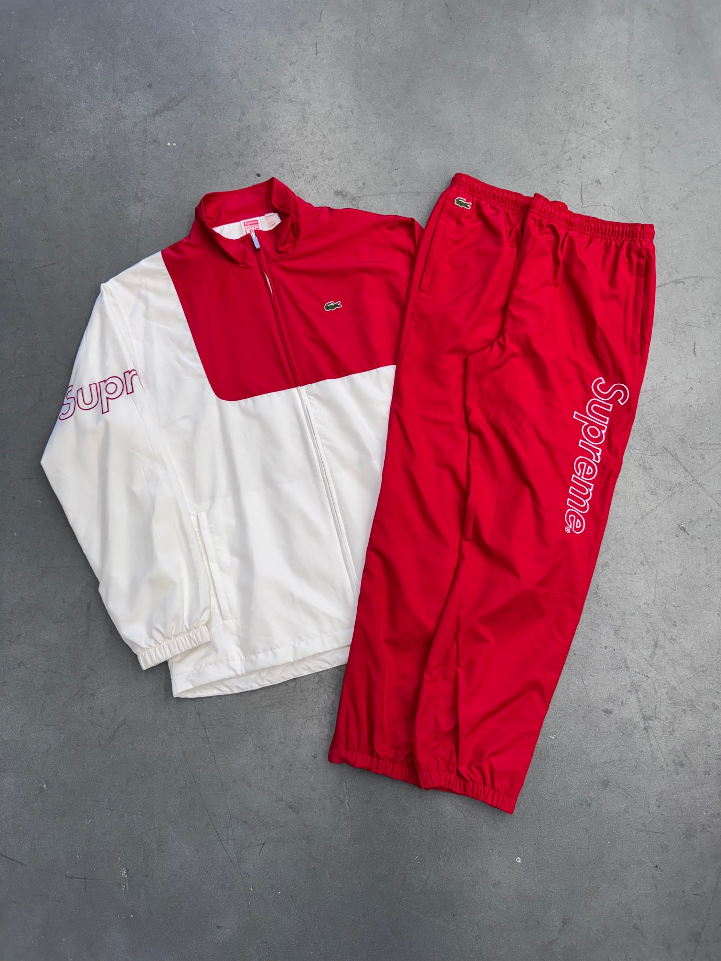 FW19 SUPREME LACOSTE PUFFY ZIPPER / TRACK PANTS