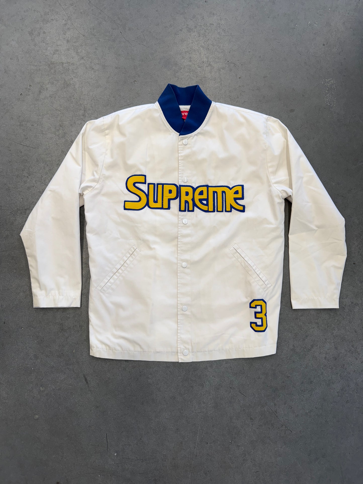 2003 SUPREME "WHITE NUGGETS" EMBROIDERED BUTTON UP JACKET