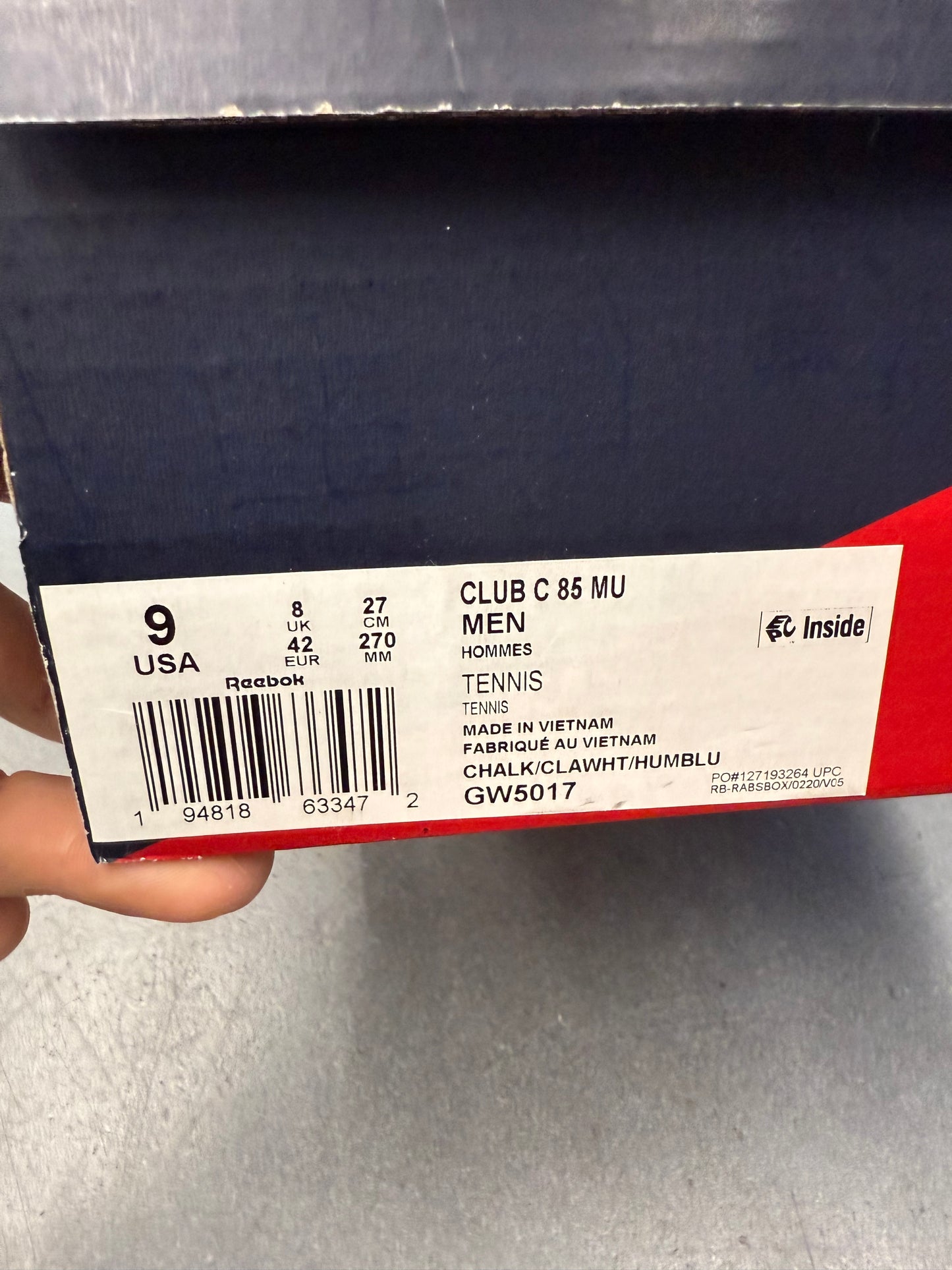 SIZE 9 REEBOK CLUB C 85 DAVID GRUTMAN PROMO SAMPLE (WITH BOX)