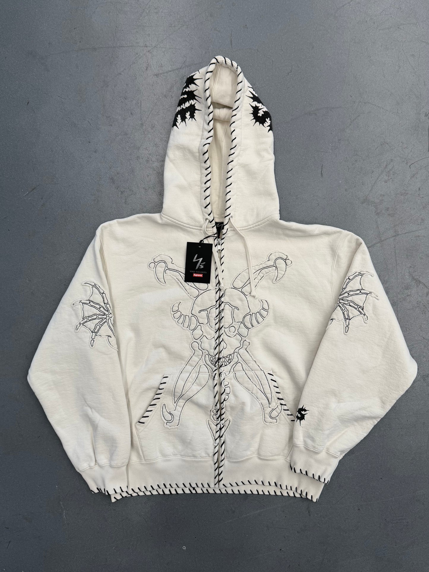 FW25 SUPREME X Y'S BY YOHJI YAMAMOTO ZIP UP HOODED SWEATSHIRT - WHITE (M)