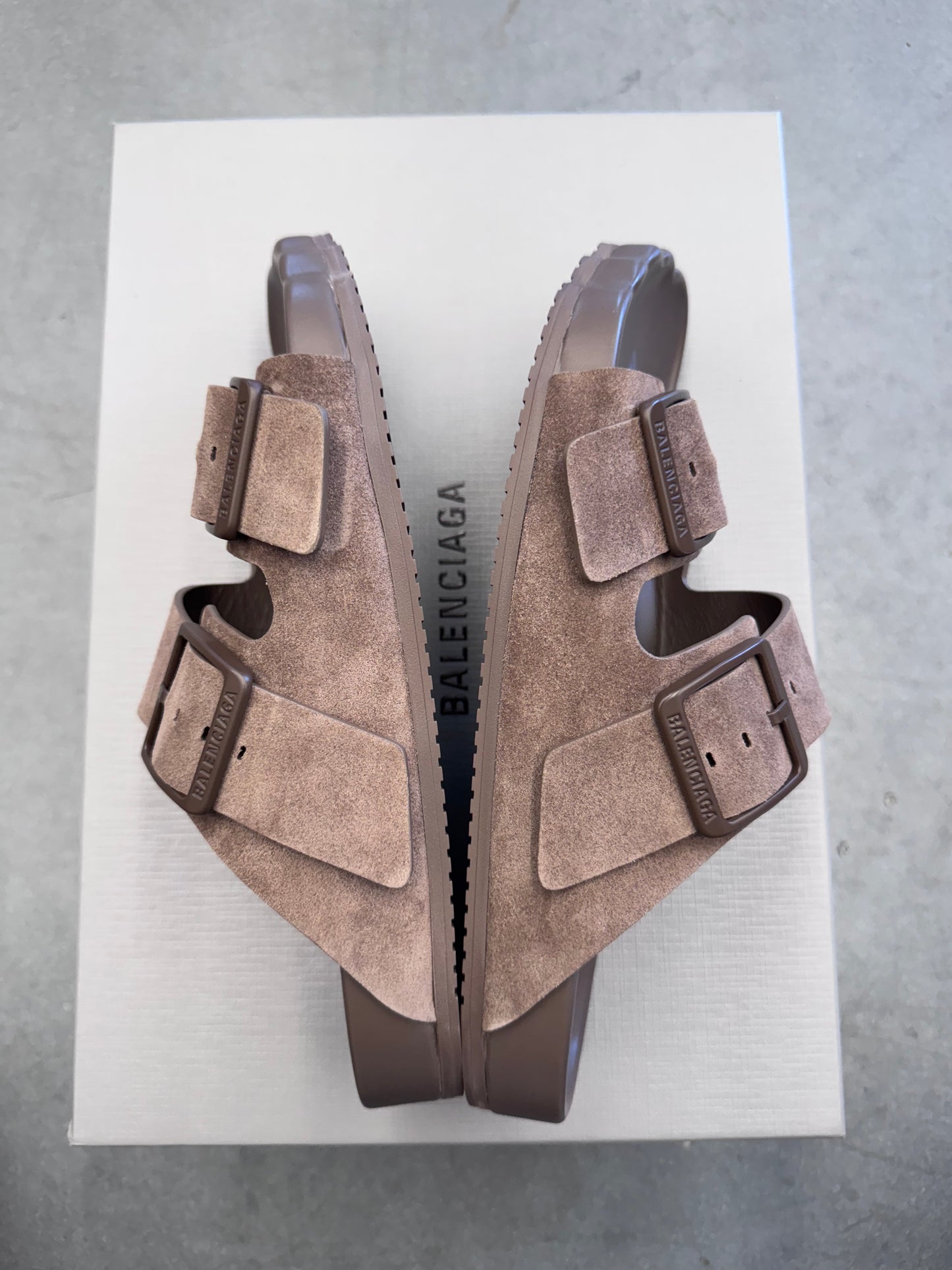 SIZE 40 BALENCIAGA SUNDAY SANDAL BROWN SUEDE (NEW WITH BOX)