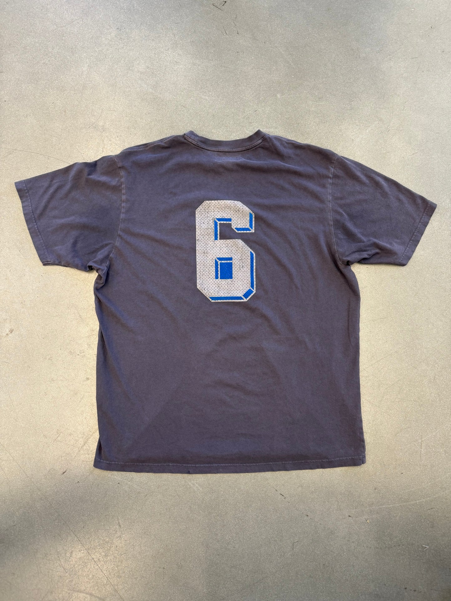 SS25 SUPREME FLOCKED WASHED S/S TOP TEE - NAVY