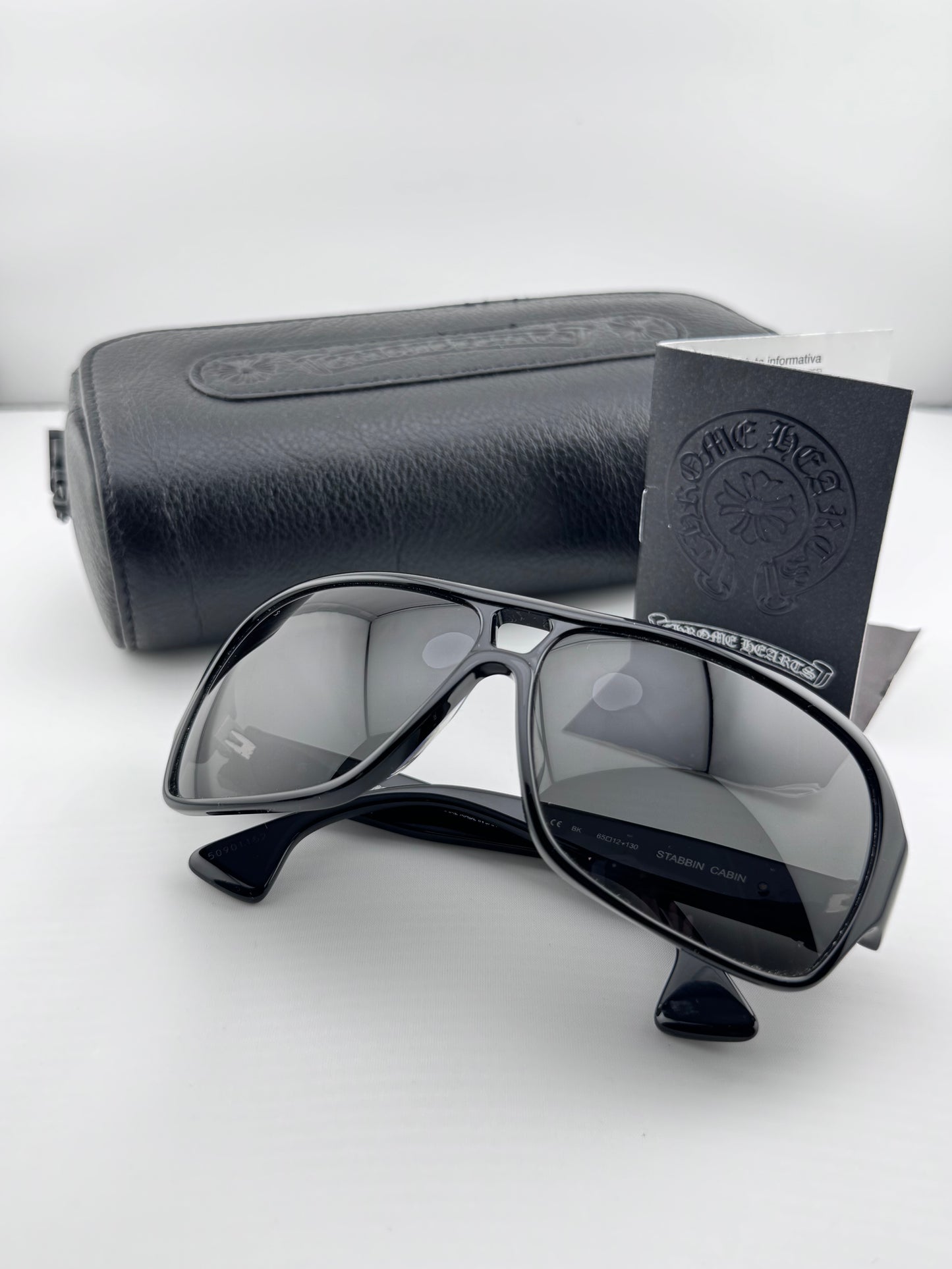 CHROME HEARTS 'STABBIN CABIN' BLACK SUNGLASSES (PRE-OWNED WITH CASE)