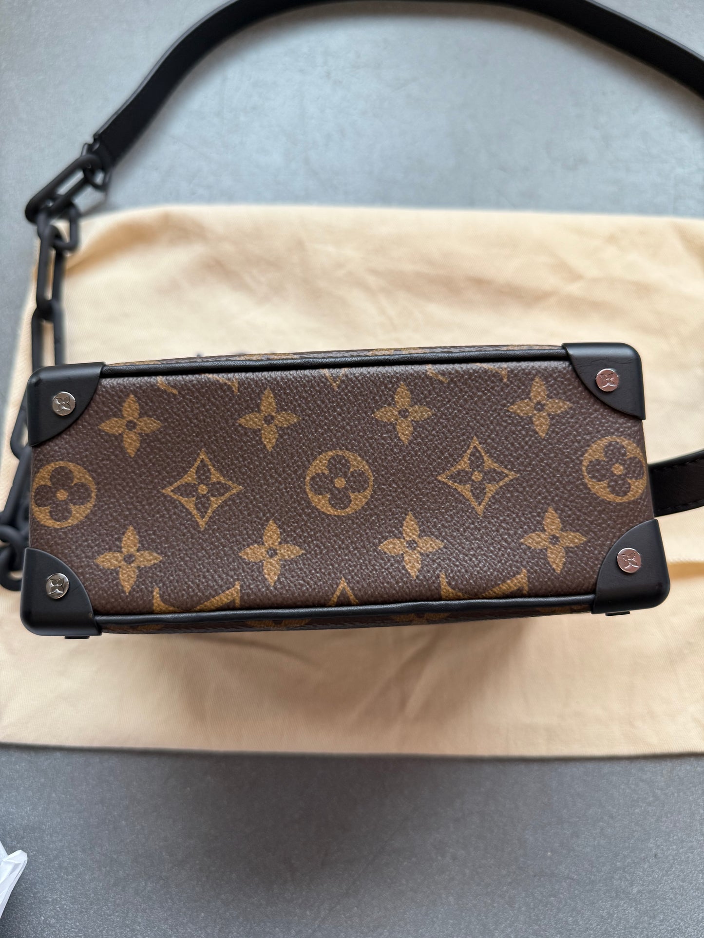 SS19 LOUIS VUITTON MINI SOFT TRUNK ORANGE CHAIN BAG - BROWN MONOGRAM (PRE-OWNED WITH DUSTBAG) (TANIA)