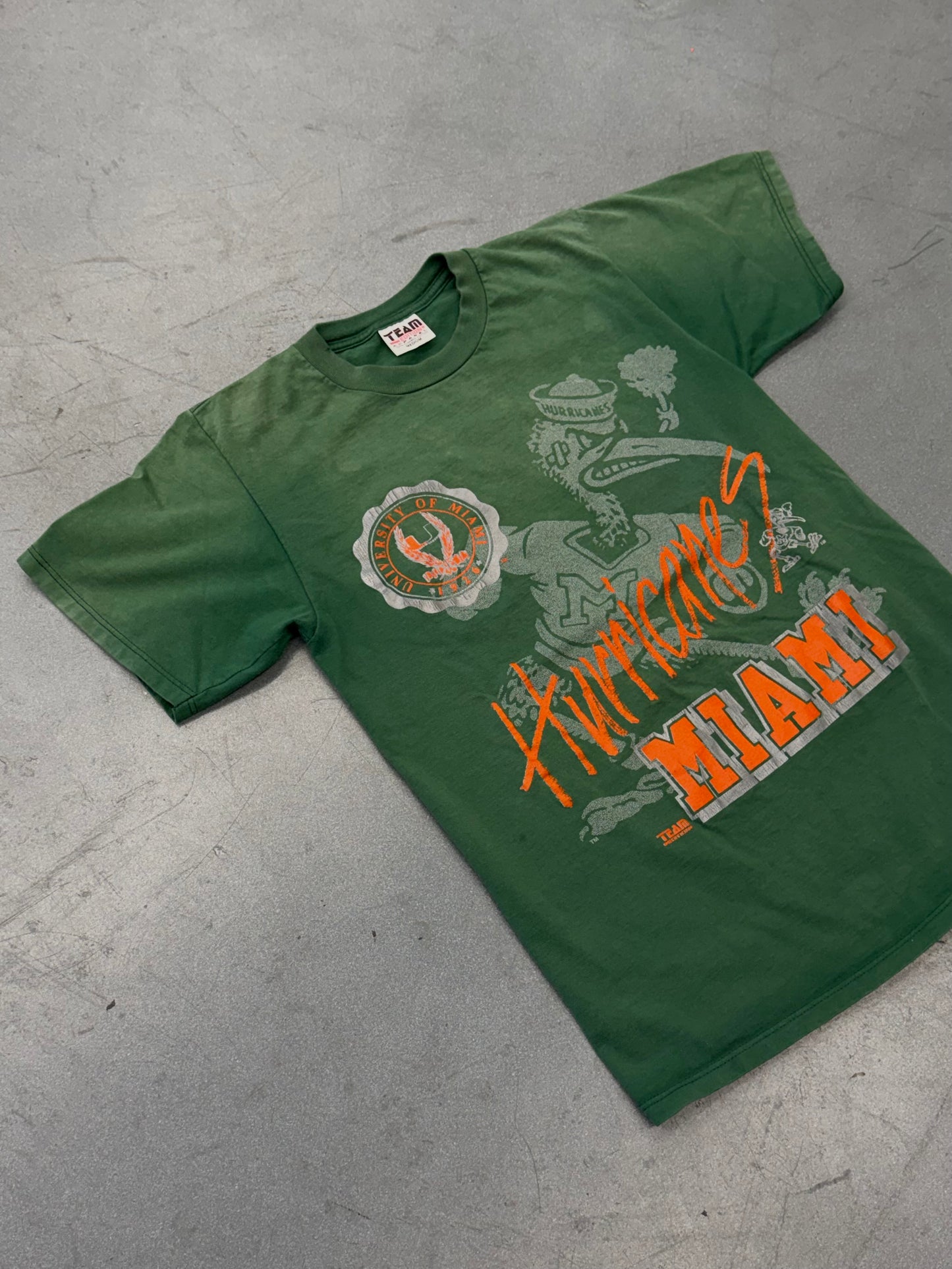 90S UNIVERSITY OF MIAMI HURRICANES FADED IBIS TEE (TEAM EDITION TAG)