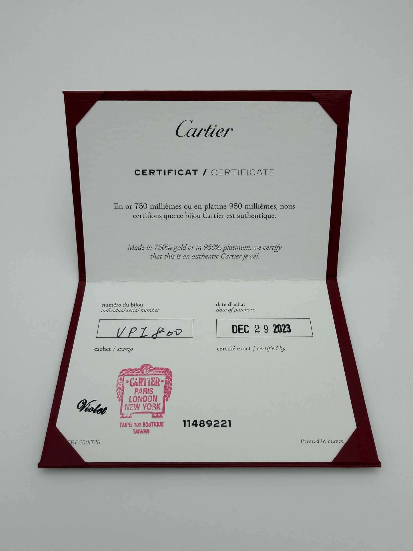 CARTIER 18K TRINITY BRACELET (WITH CASE AND COA) (ON NAVY STRING COMES WITH GREY REPLACEMENT)