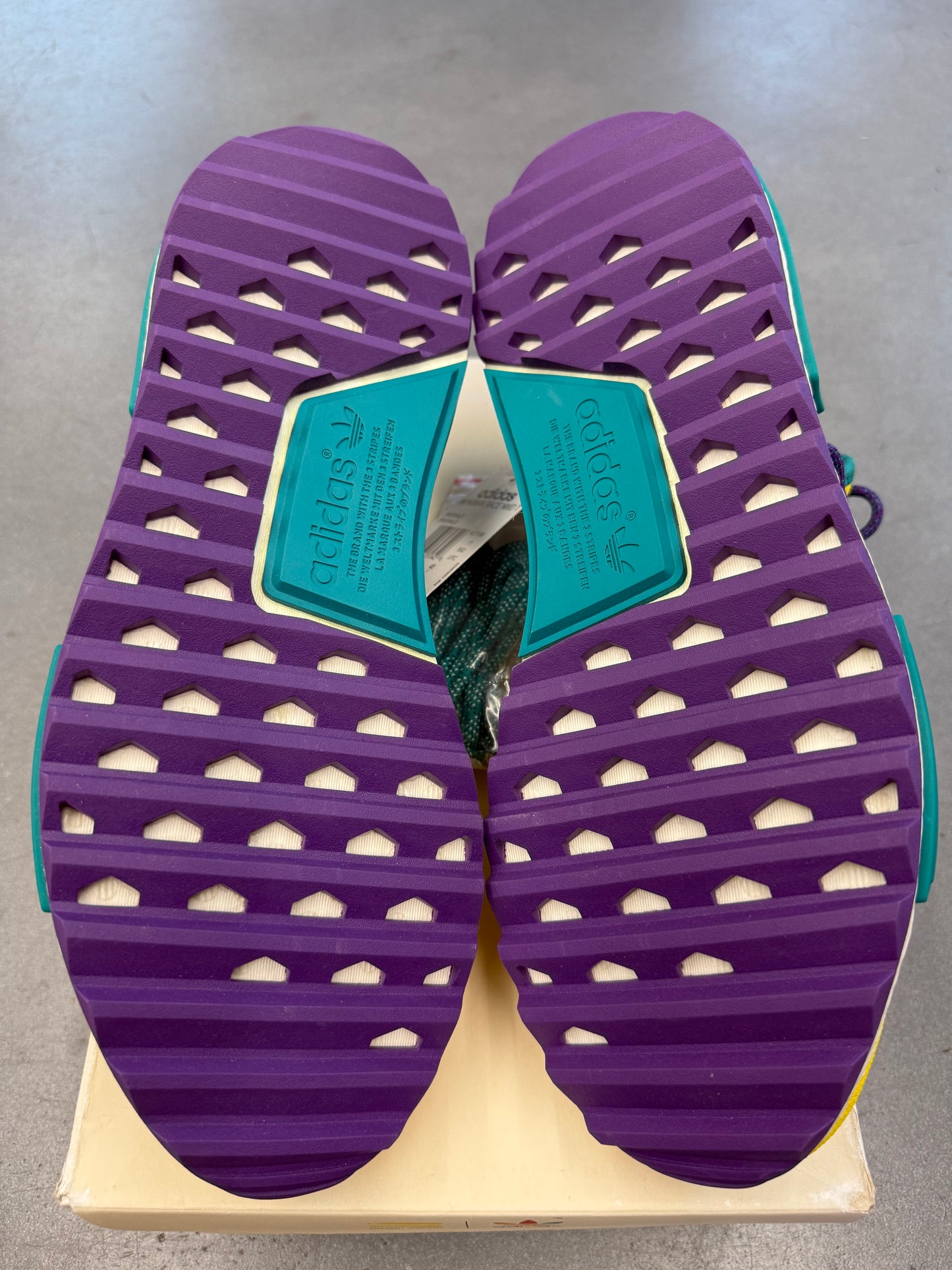 SIZE 11.5 ADIDAS NMD HUMAN RACE PHARRELL YELLOW (F&F) (BRAND NEW WITH BOX)