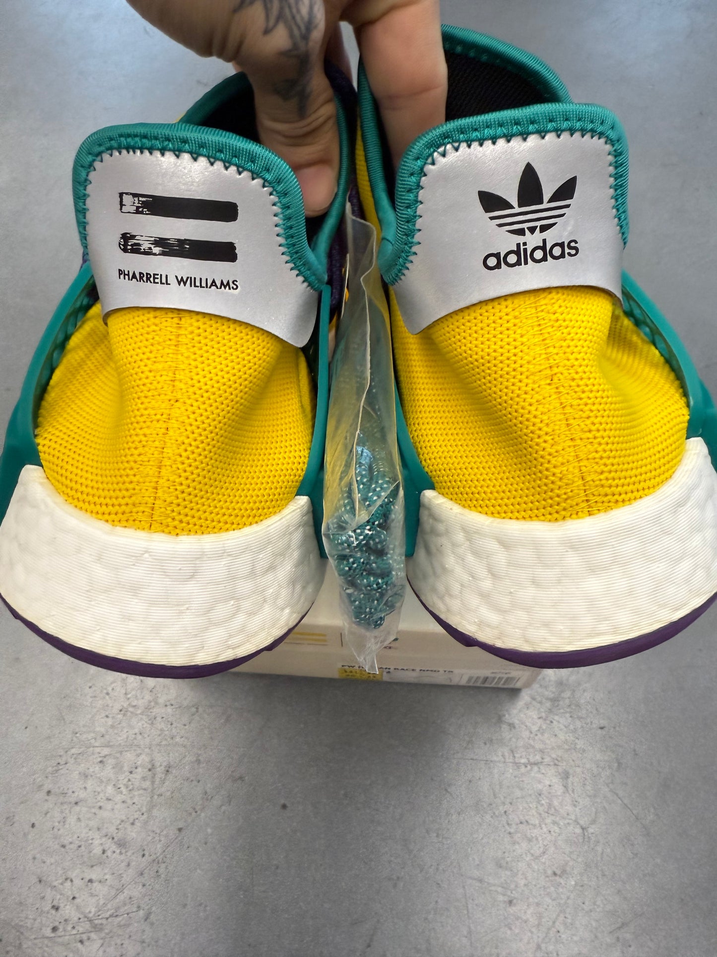 SIZE 11.5 ADIDAS NMD HUMAN RACE PHARRELL YELLOW (F&F) (BRAND NEW WITH BOX)