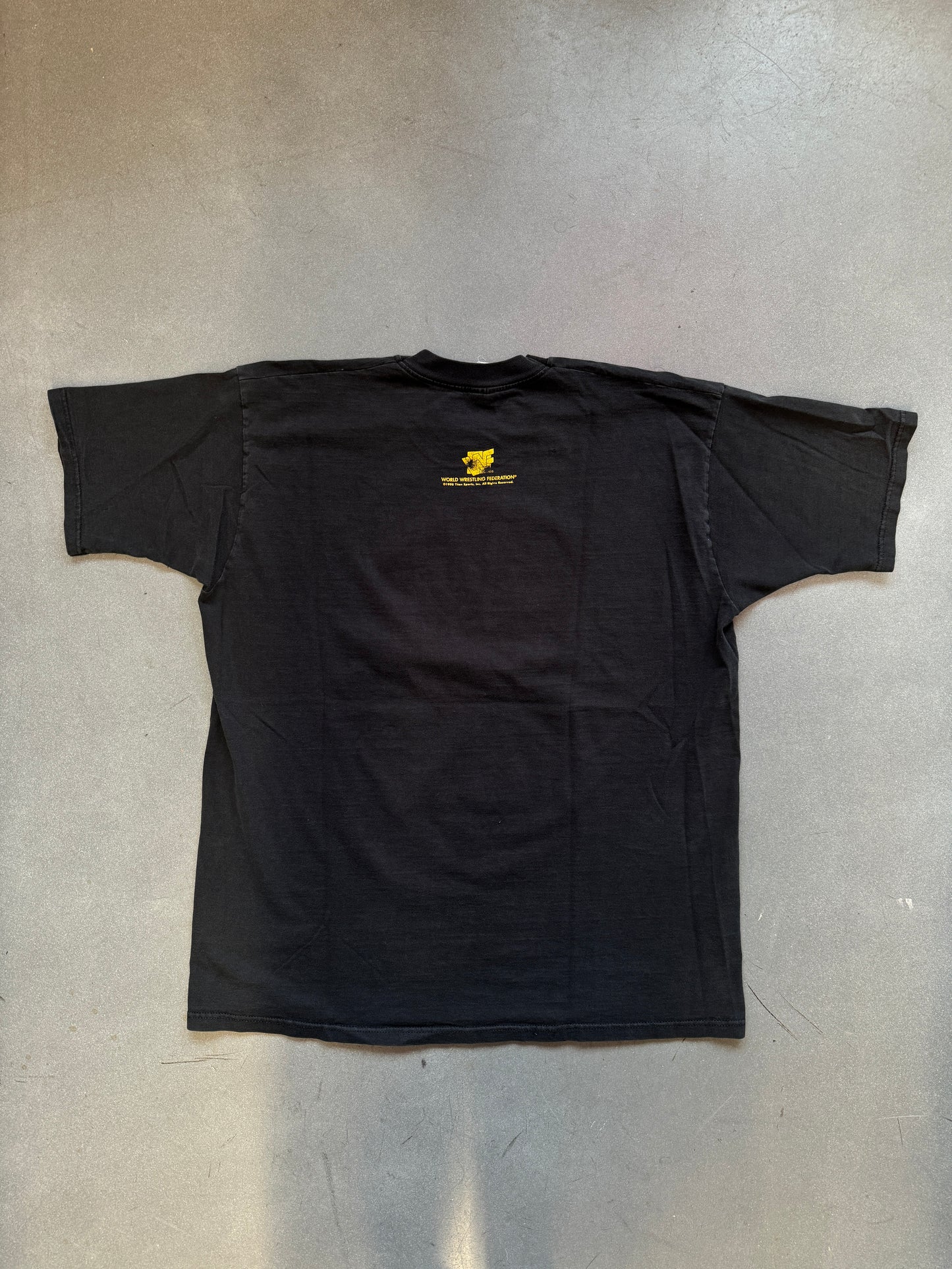 1998 WWF CACTUS JACK WANTED DEAD POSTER TEE (FOTL TAG)