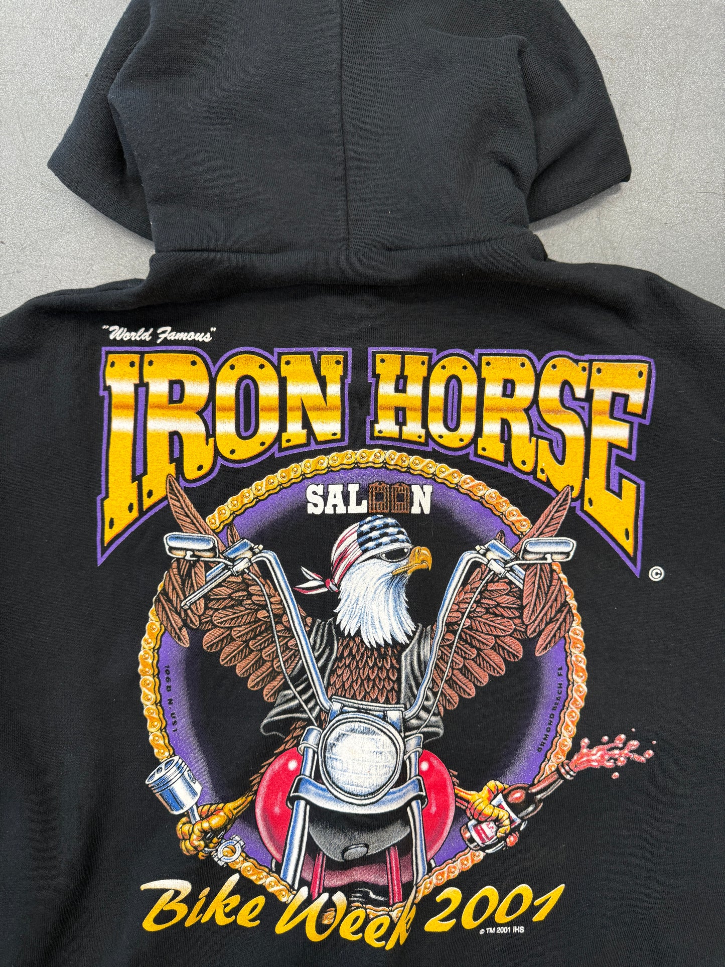 2001 IRON HORSE SALOON BIKE WEEK ZIP-UP HOODIE (JERZEES TAG)