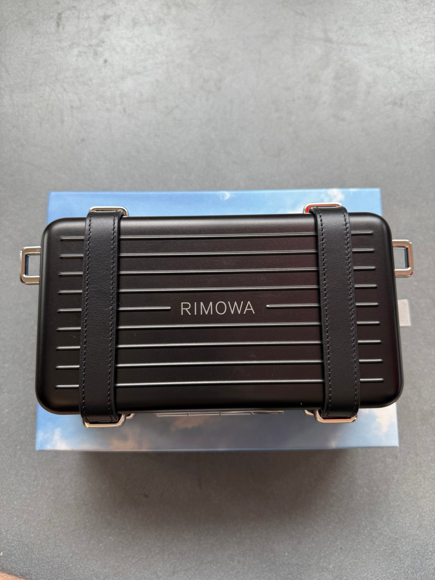 SS20 DIOR X RIMOWA PERSONAL CLUTCH ON STRAP - ALUMINUM BLACK (NEW WITH BOX) (TANIA)