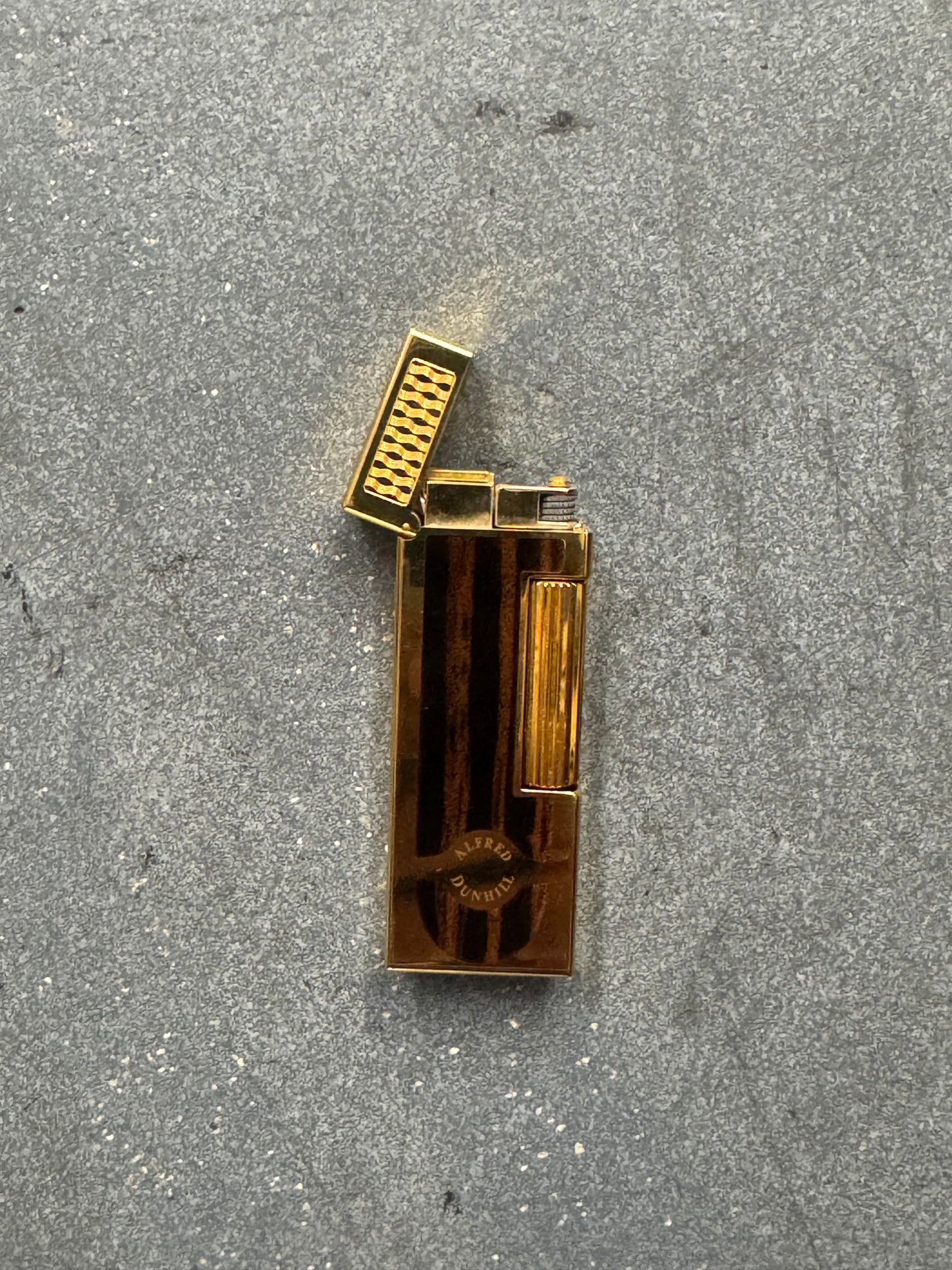 VINTAGE DUNHILL ROLLAGAS BROWN LACQUER GOLD PLATED LIGHTER (27065)
