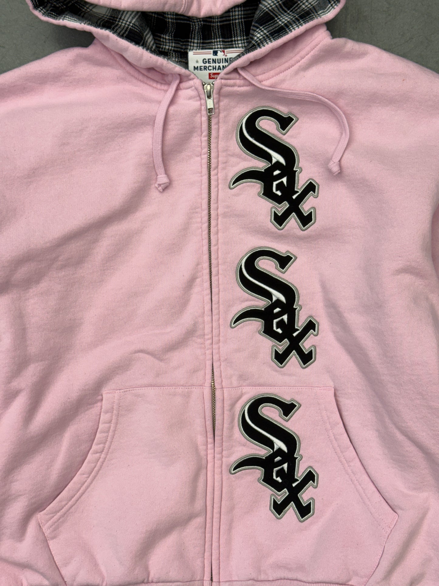 SS25 SUPREME CHICAGO WHITE SOX ZIP UP HOODED SWEATSHIRT - LIGHT PINK