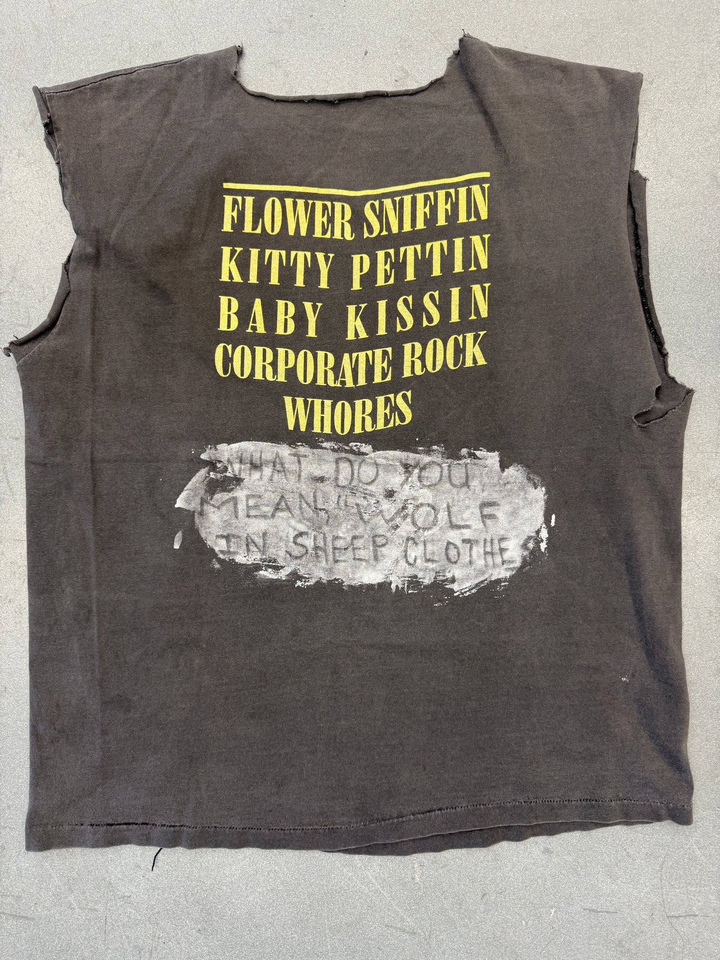 1992 NIRVANA "FLOWER SNIFFIN" SMILEY LOGO CUTOFF AND CUT NECK TEE (CUT TAG)