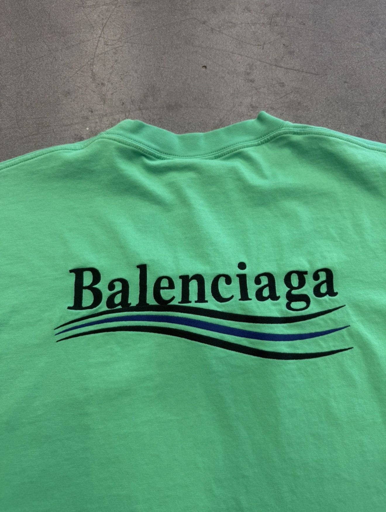 BALENCIAGA POLITICAL CAMPAIGN EMBROIDERED TEE EMERALD GREEN SMALL NWT