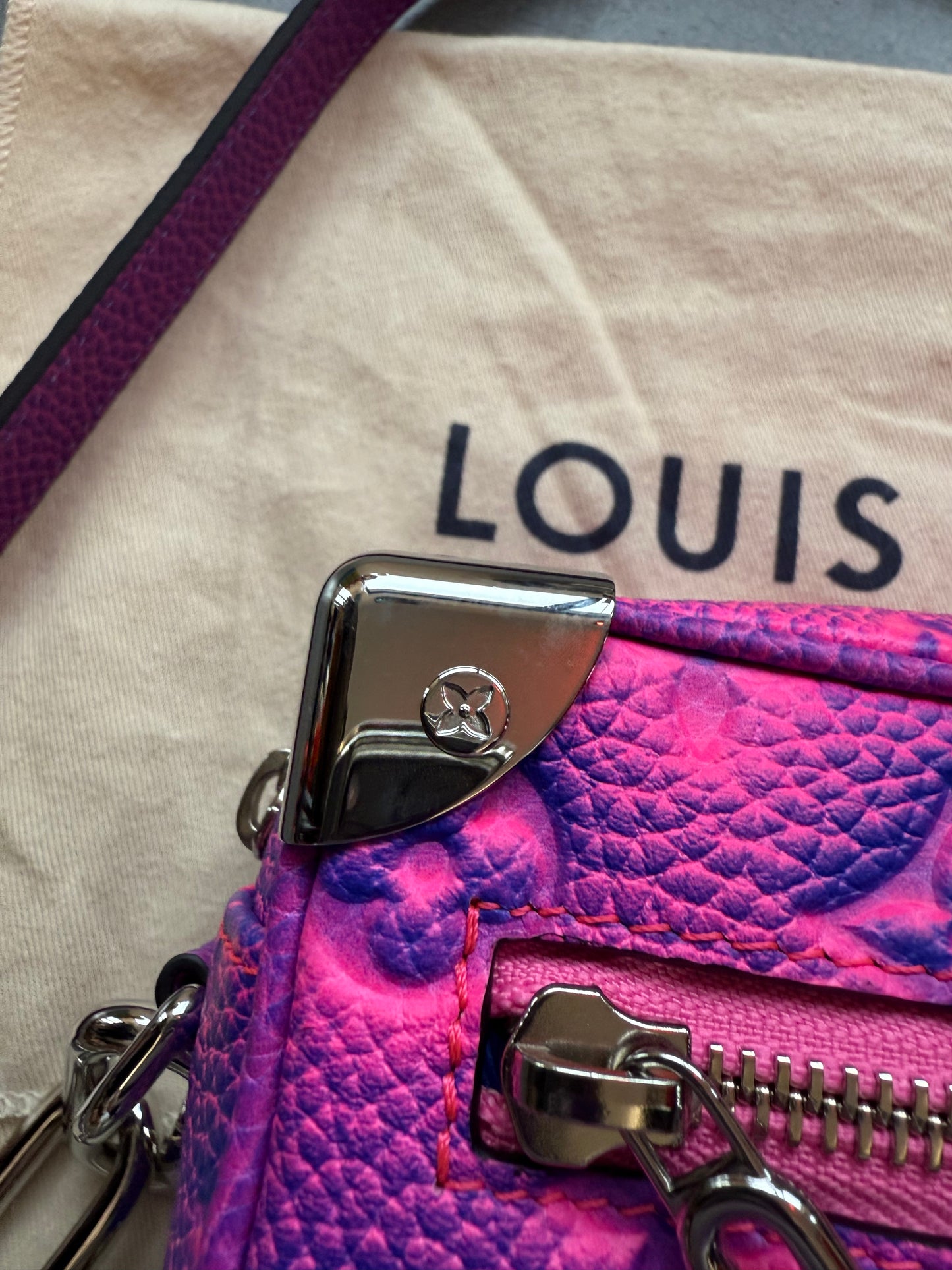 SS22 LOUIS VUITTON MINI SOFT TRUNK CHAIN BAG - TAURILLON ILLUSION BLUE/PINK (NEW WITH DUSTBAG) (TANIA)