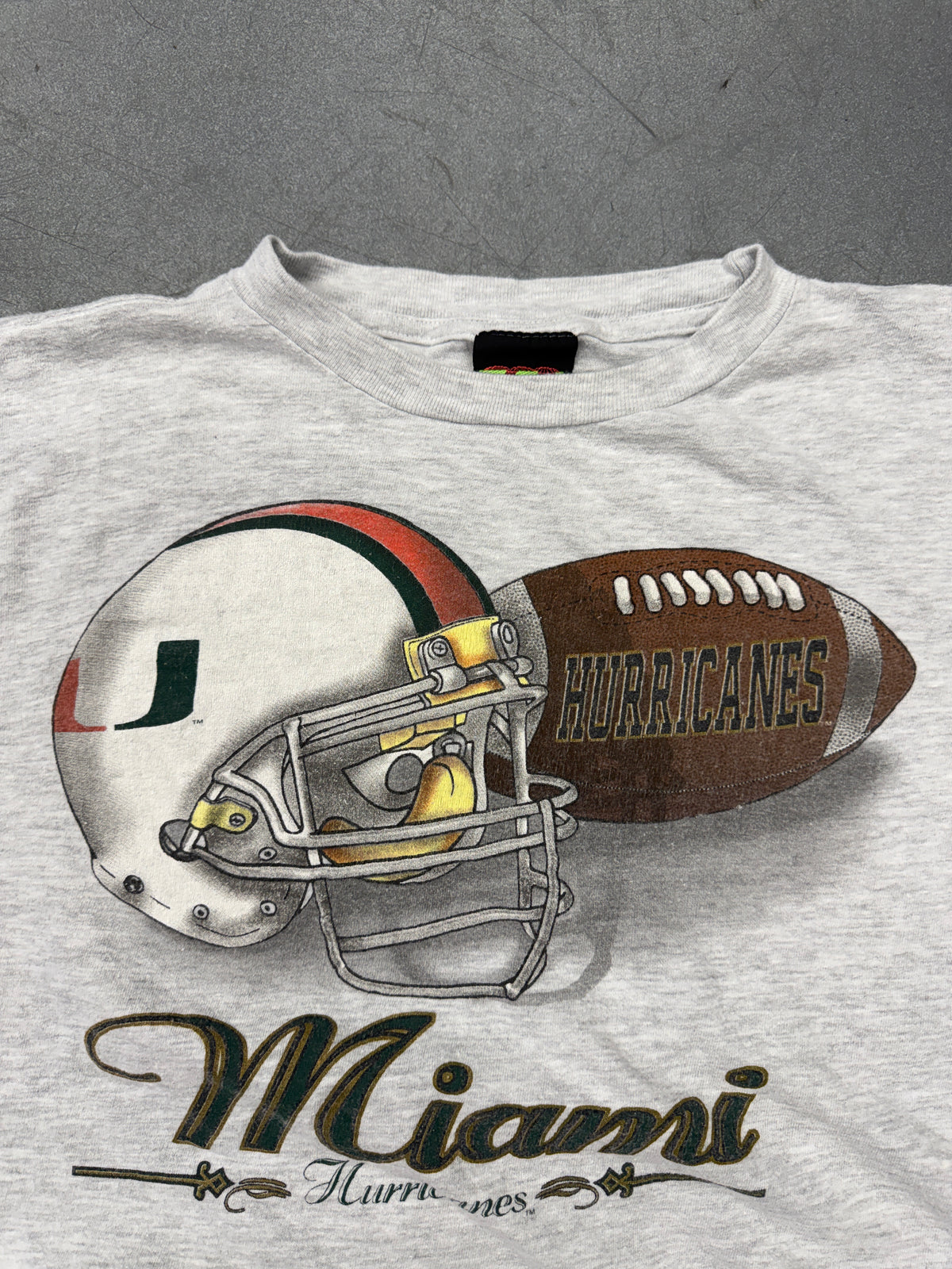 90'S MIAMI HURRICANES HELMET & FOOTBALL BOXY TEE (TSI TAG)