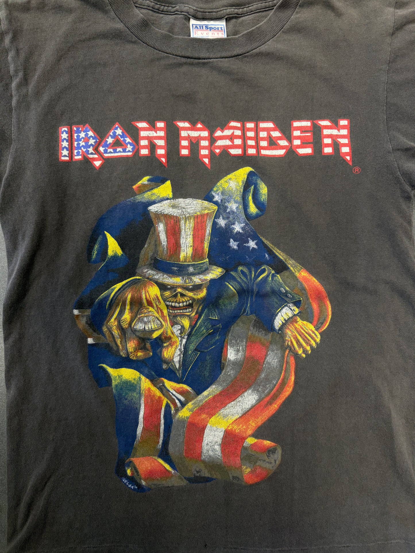 2001 EDDIE THE HEAD UNCLE SAM IRON MAIDEN TEE (ALLSPORT TAG)