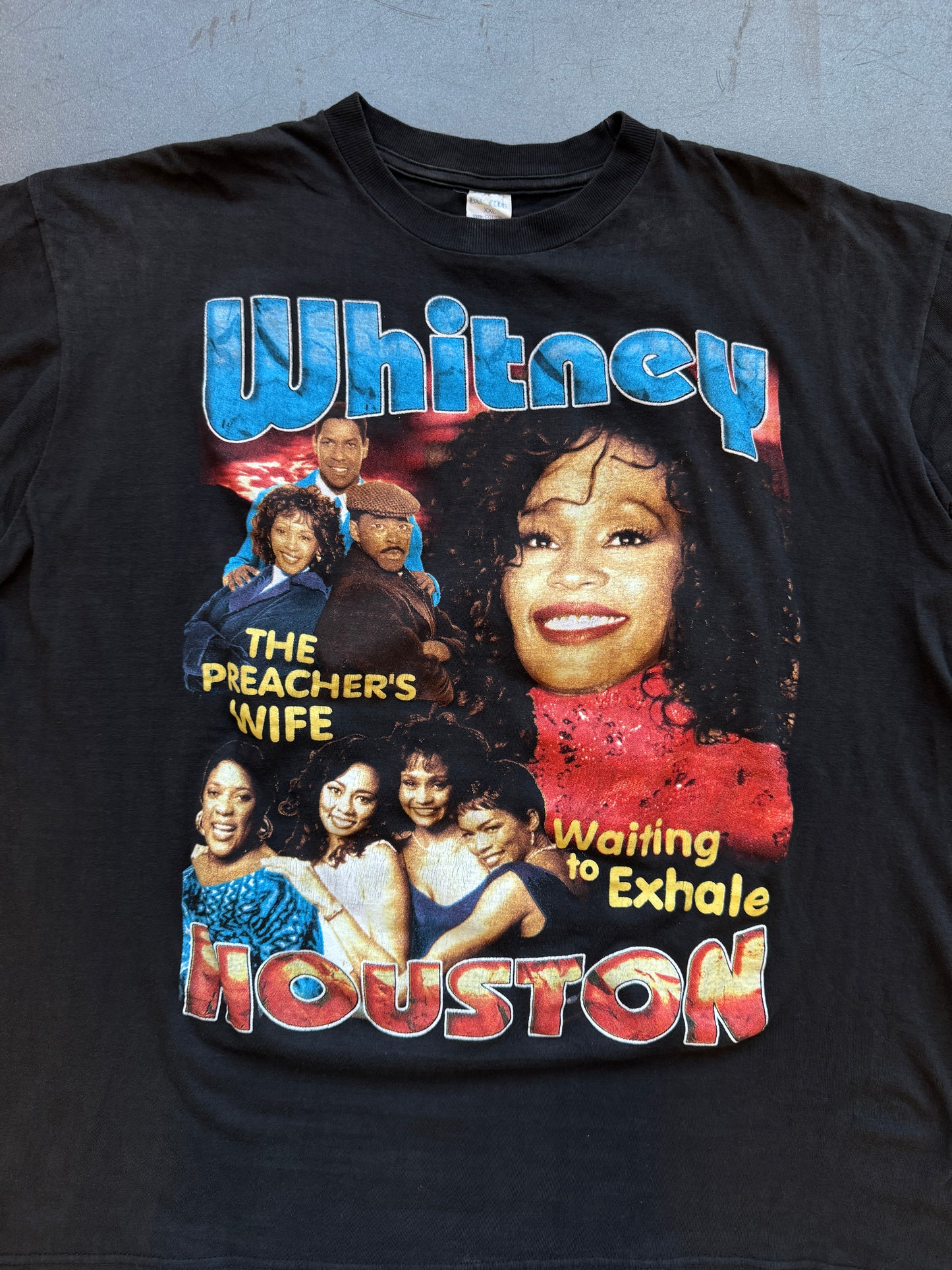 90'S VINTAGE WHITNEY HOUSTON BOOTLEG RAP STYLE TEE (BAY CLUB TAG)