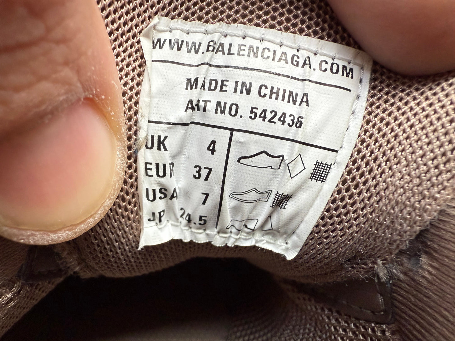 SIZE 37 BALENCIAGA WOMEN'S TRACK SNEAKER RECYCLED SOLE  "BEIGE" (PRE-OWNED NO BOX)