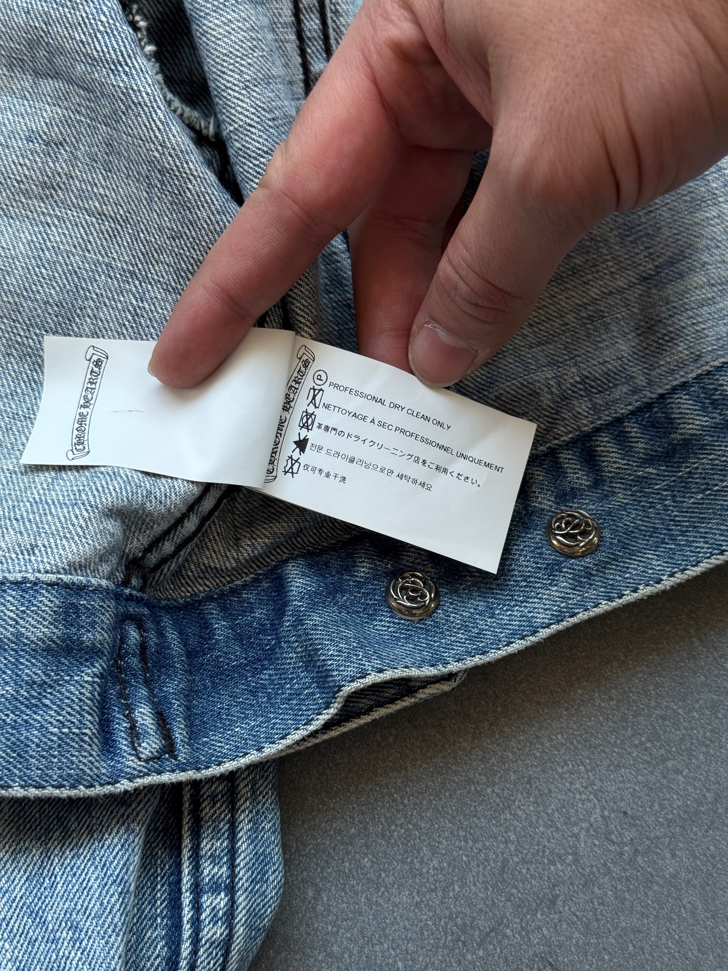 CHROME HEARTS SHEARLING BLUE DENIM WOMEN'S JACKET (M)