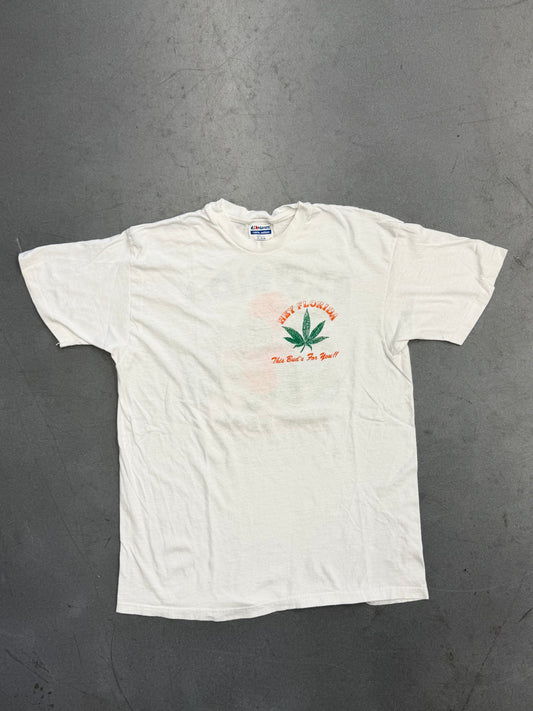 1987-88 FLORIDA GATORS BONG TEAM  "A GATOR WITH WEED, IS A GATOR INDEED" TEE (HANES TAG)