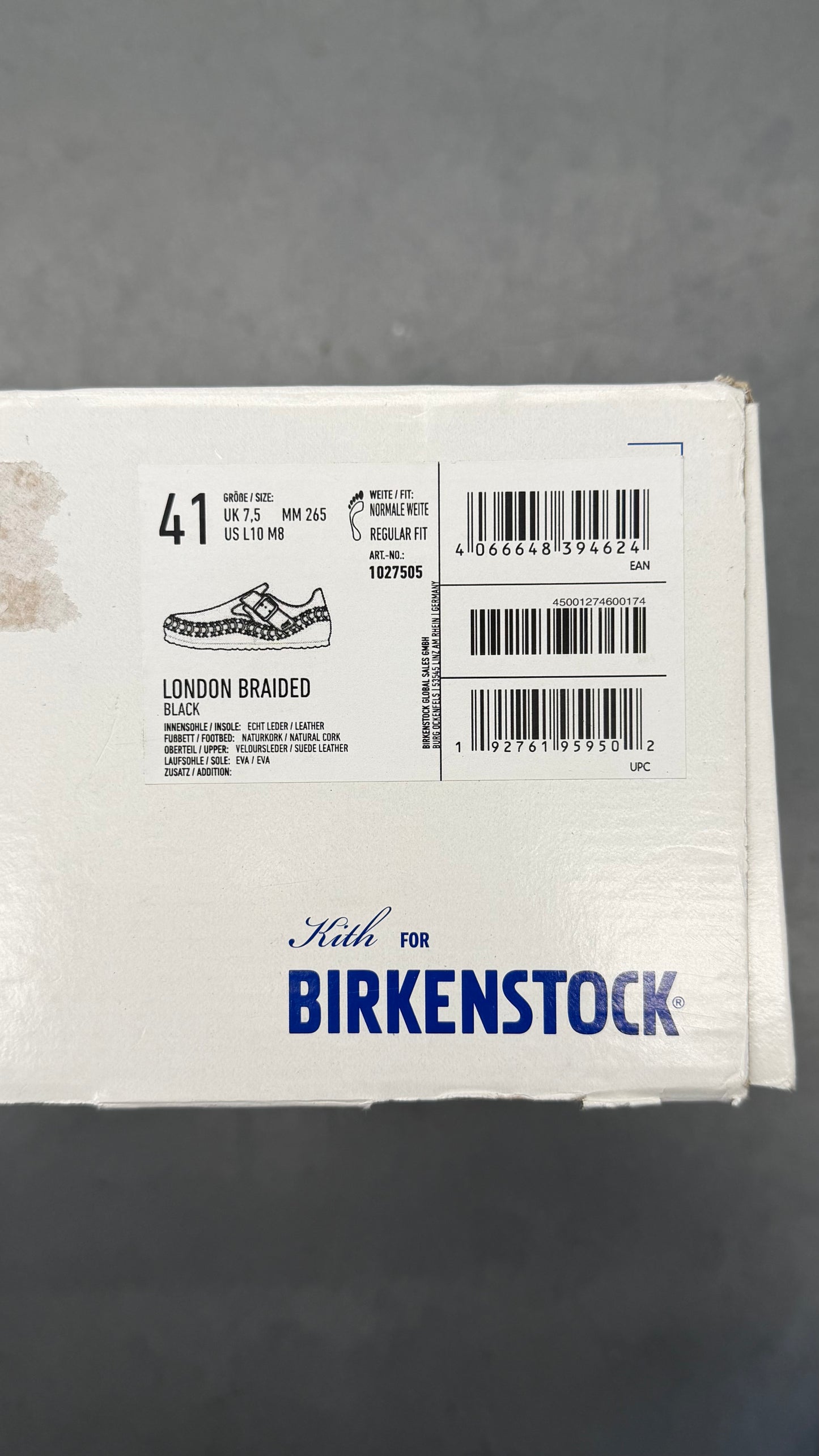 KITH BIRKENSTOCK LONDON BRAIDED - BLACK (W/BOX)