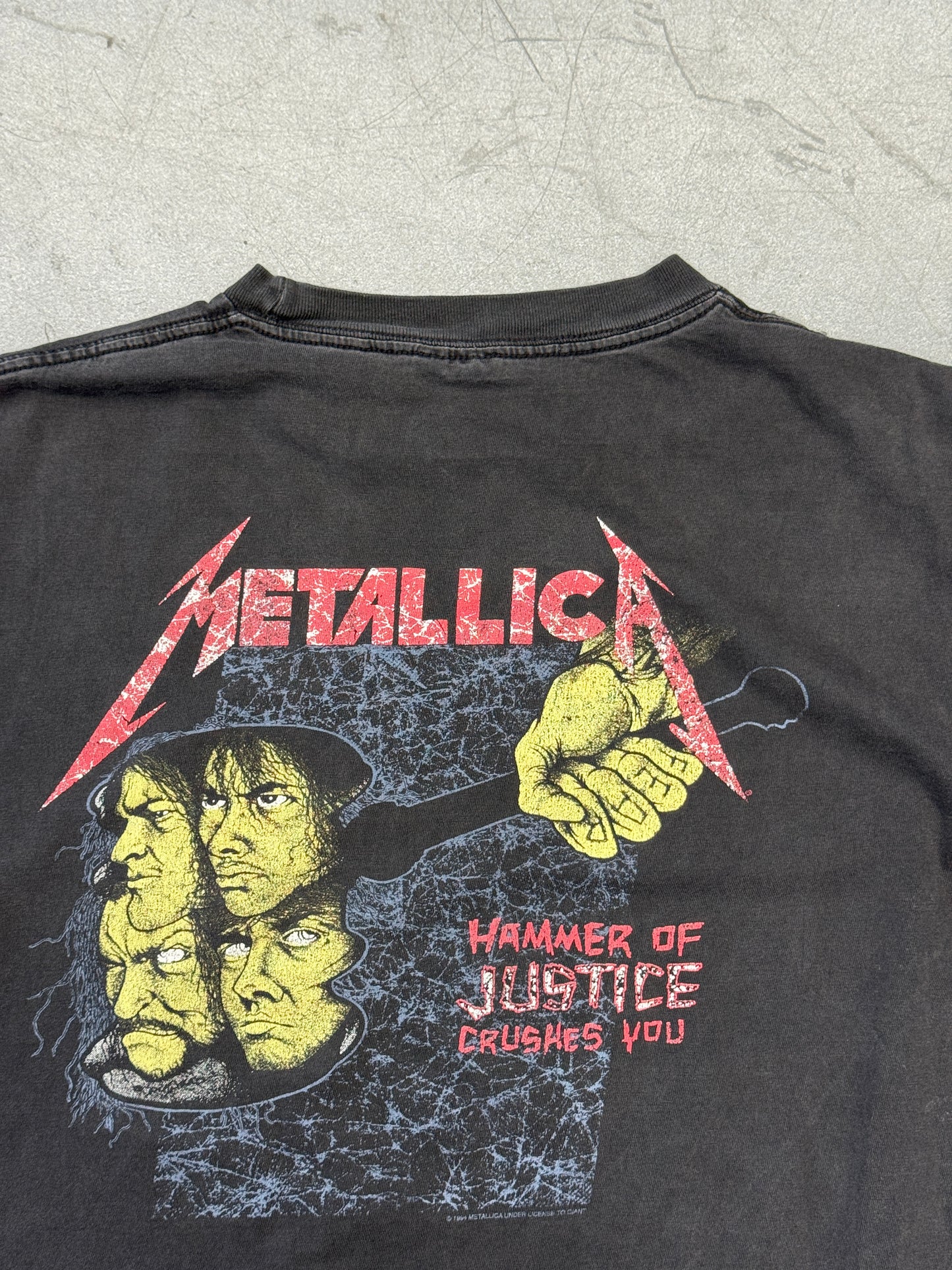 1994 METALLICA AND JUSTICE FOR ALL 'HAMMER OF JUSTICE CRUSHES YOU' TEE (CUT TAG)
