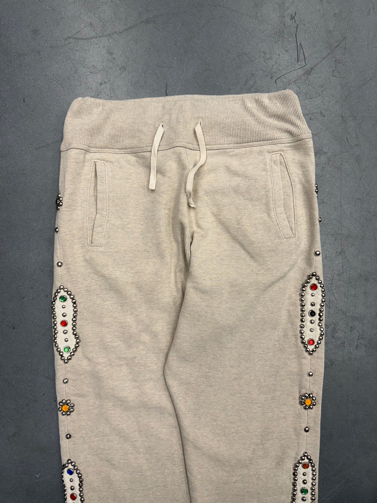 KAPITAL 12/GRANDRELLE STUDDED SWEATPANTS - HEATHER GRAY