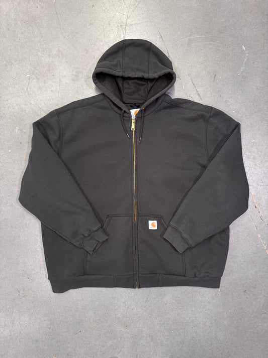 * VINTAGE CARHARTT ZIP-UP HOODIE RAIN DEFENDER BLACK (MADE IN MEXICO) (2XL)