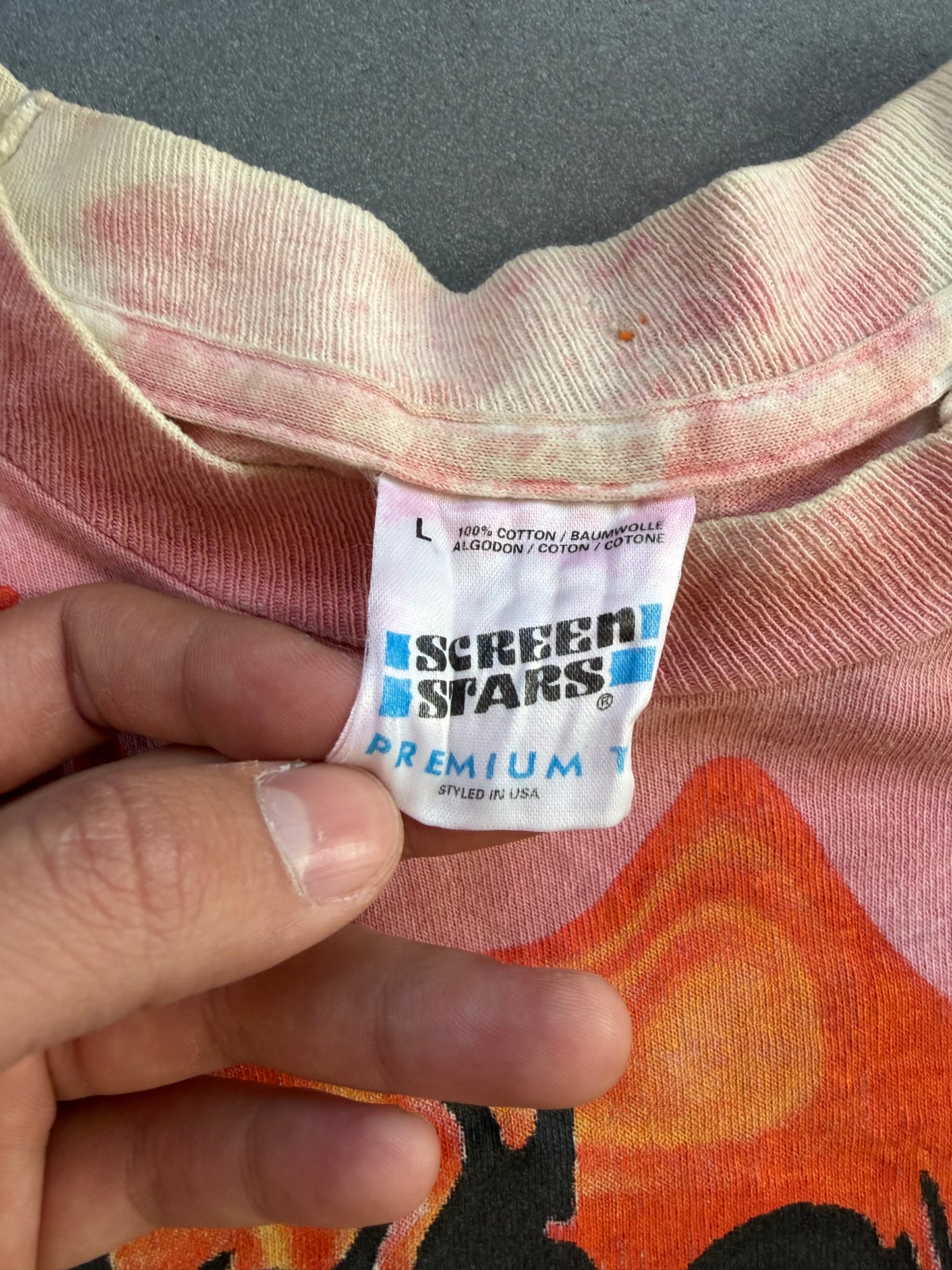 90'S DEICIDE ORANGE MARBLE AOP LS BAND TEE (SCREEN STARS TAG)