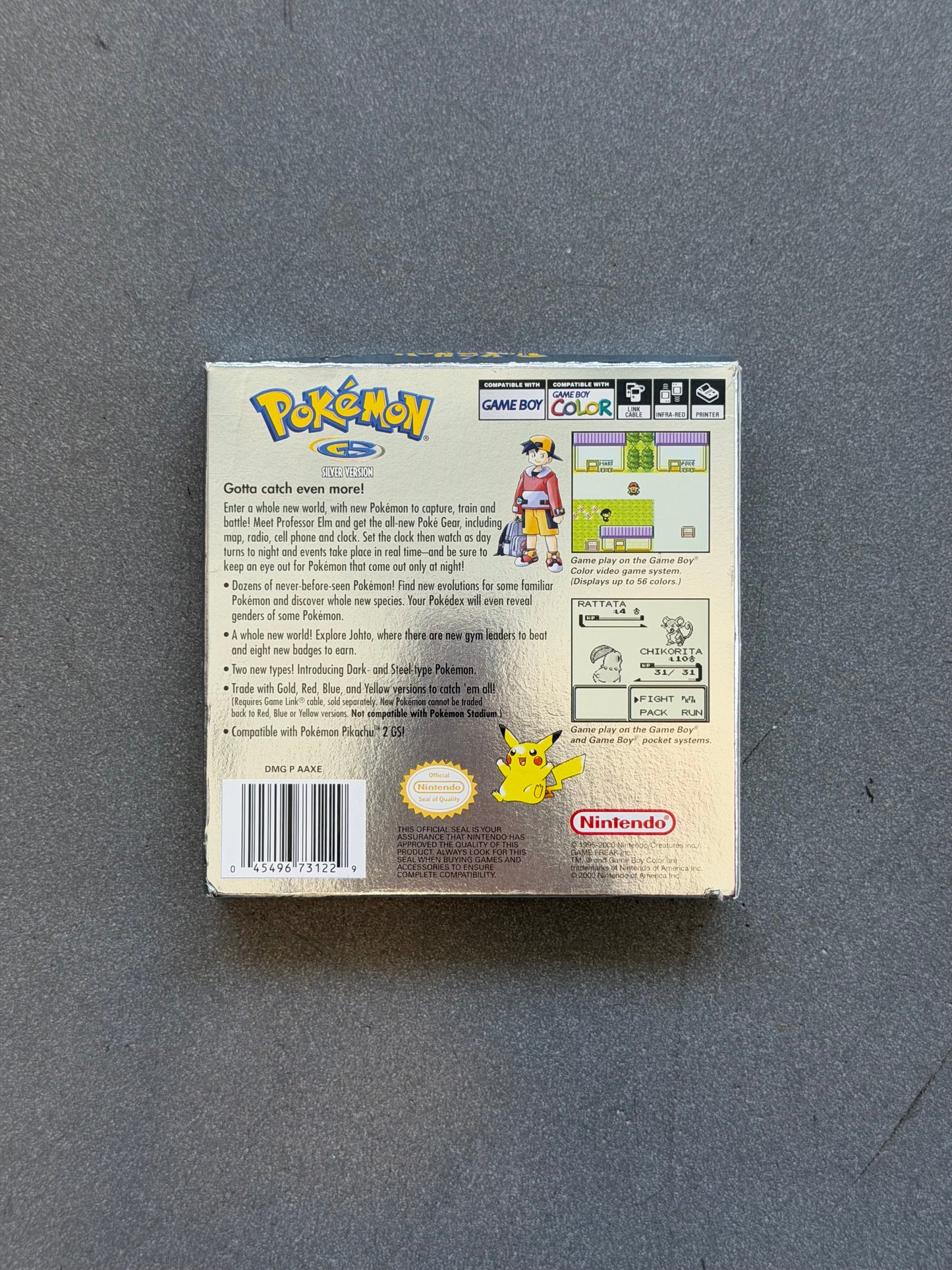 POKEMON SILVER VERSION GAMEBOY COLOR BOX + INSERT + MANUAL (NO GAME)