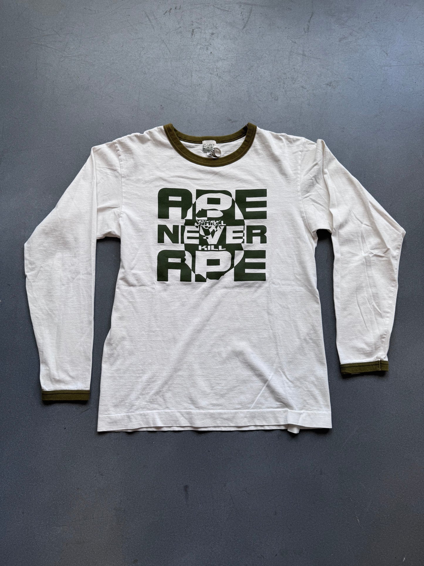 A BATHING APE BAPE KAWS APE SHALL NEVER KILL APE LS RINGER TEE