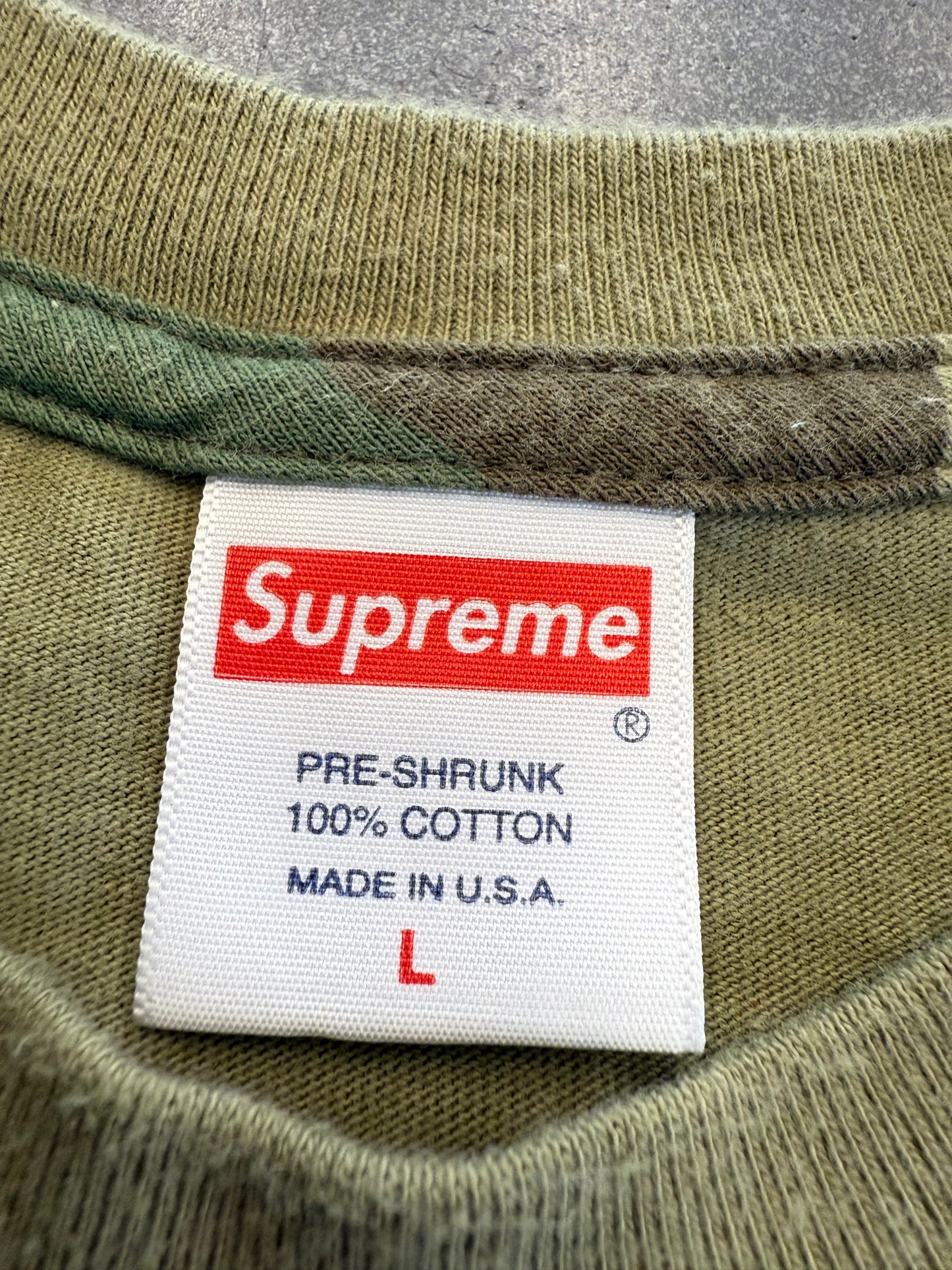 SS19 SUPREME MIDDLE FINGER TO THE WORLD TEE - WOODLAND CAMO