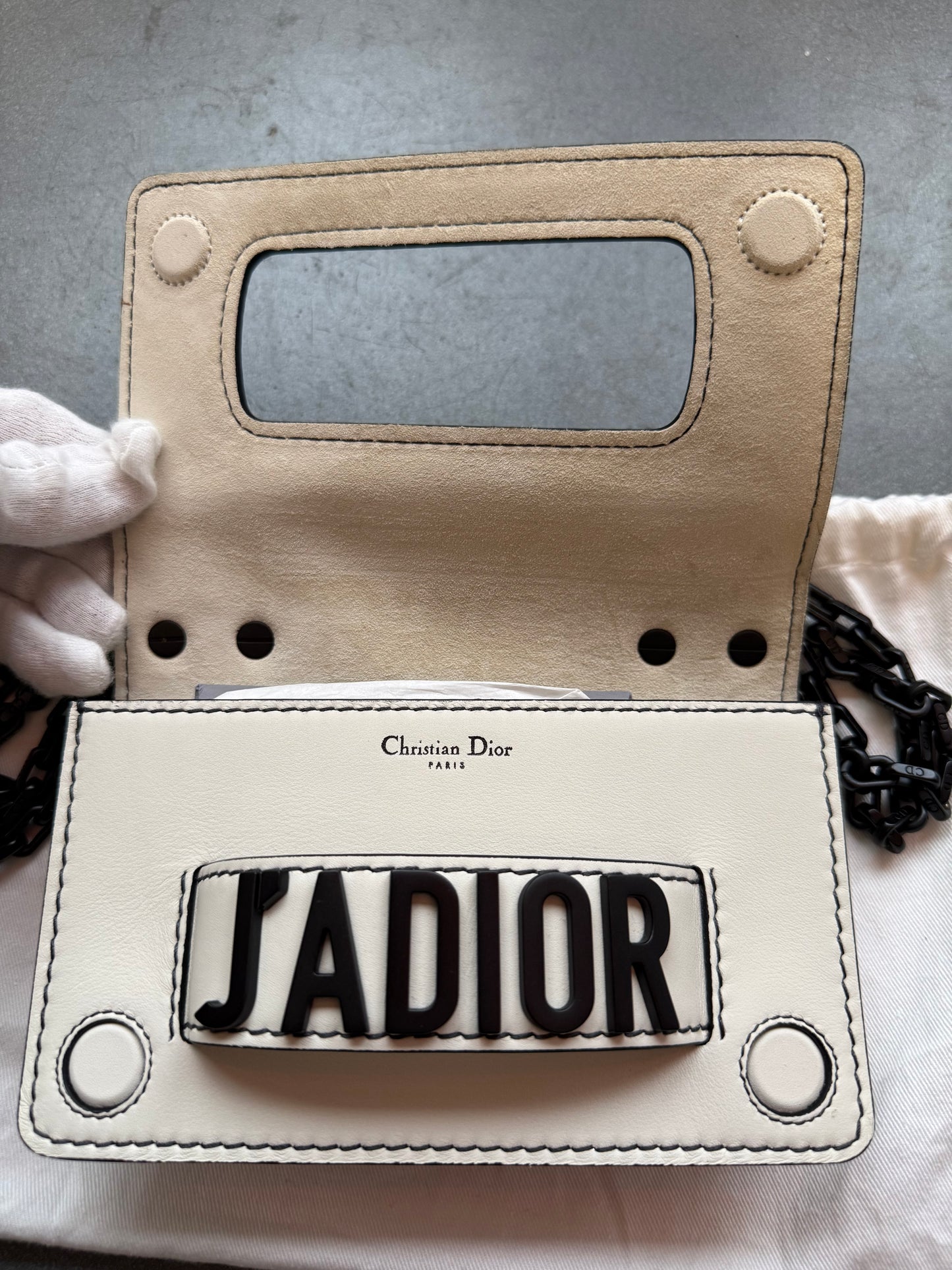 CHRISTIAN DIOR MINI J'ADIOR CHAIN HANDBAG - WHITE (PRE-OWNED WITH DUSTBAG) (TANIA)