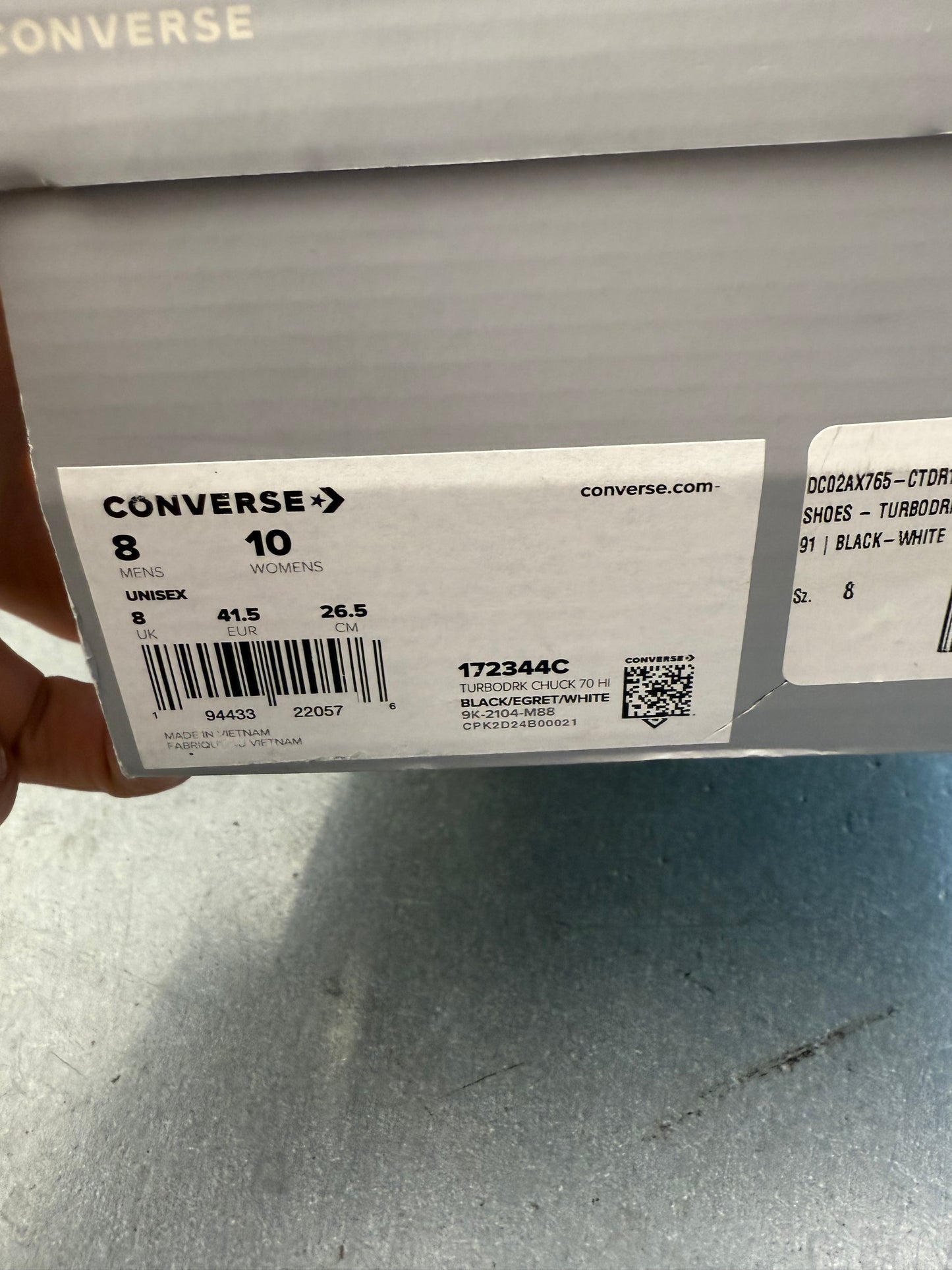 2022 SIZE 8 CONVERSE DRKSTAR HI RICK OWENS DRKSHDW HI BLACK EGRET (WITH BOX)