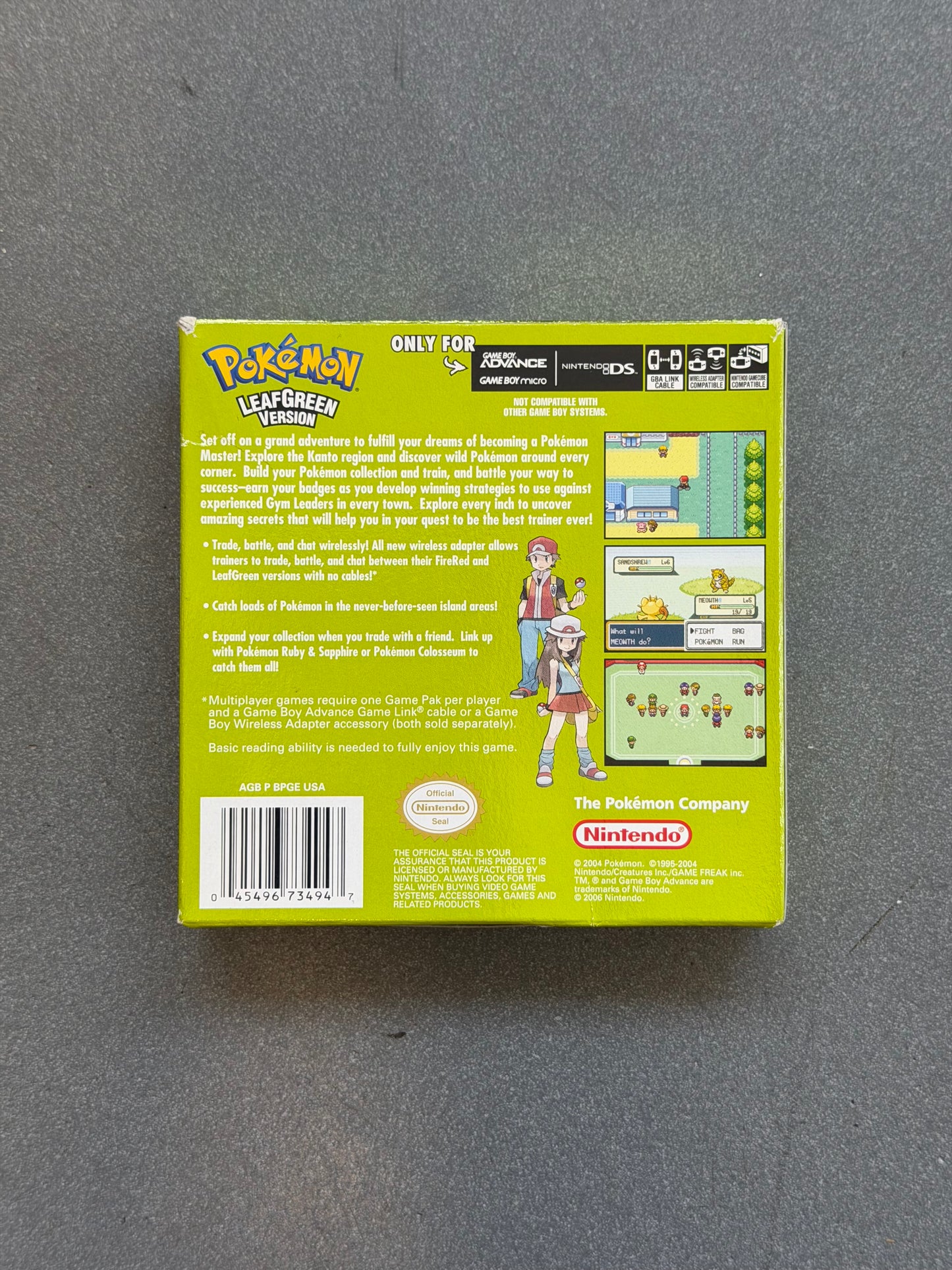 POKEMON LEAF GREEN NINTENDO GBA GAMEBOY ADVANCE BOX + GAME + MANUALS