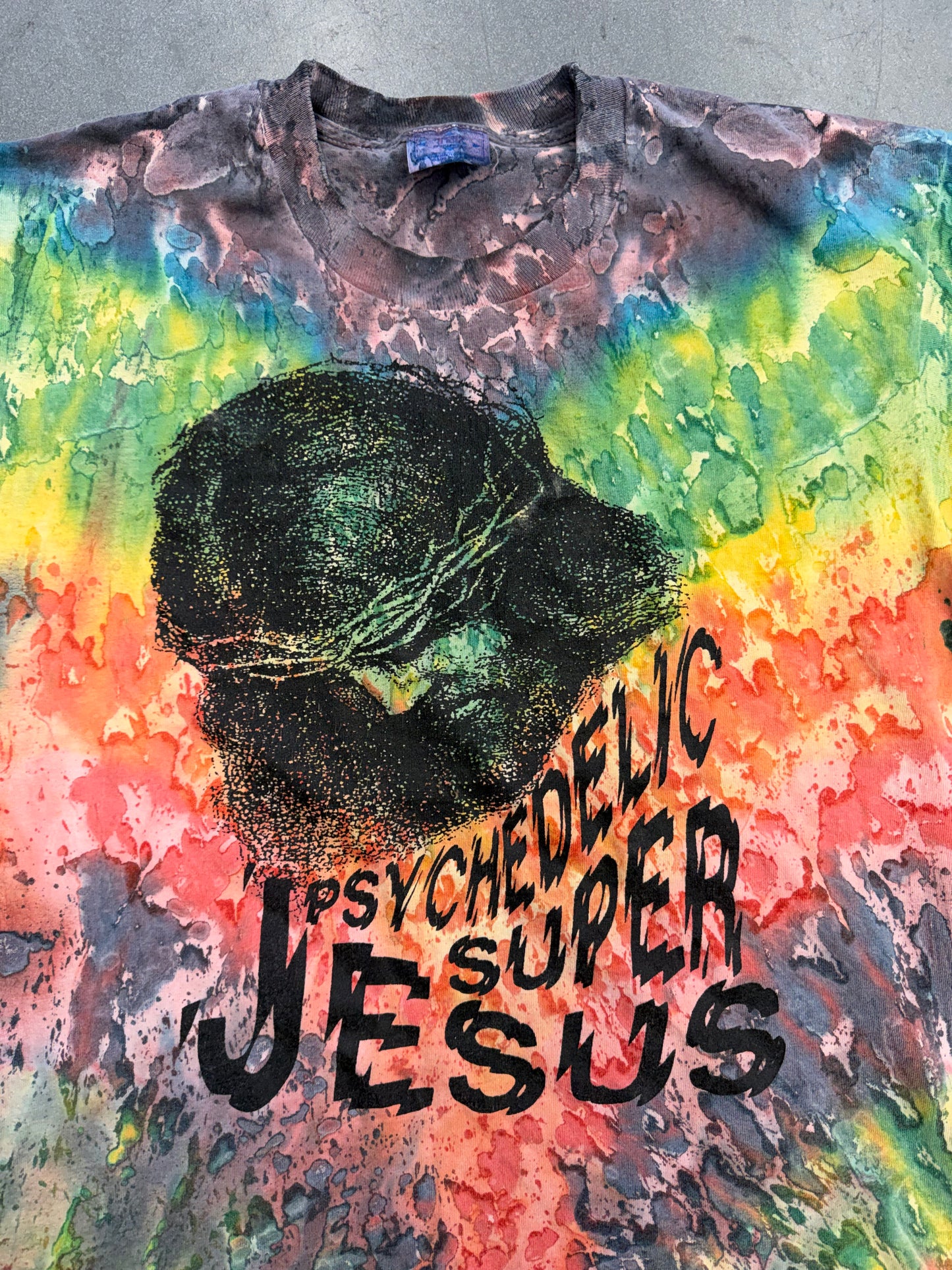 90S "PSYCHEDELIC SUPER JESUS" TIE-DYE TEE (TSF TAG)
