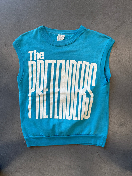 1984 THE PRETENDERS USA TOUR SLEEVELESS CREWNECK SWEATER TEE (TOUR TAG)