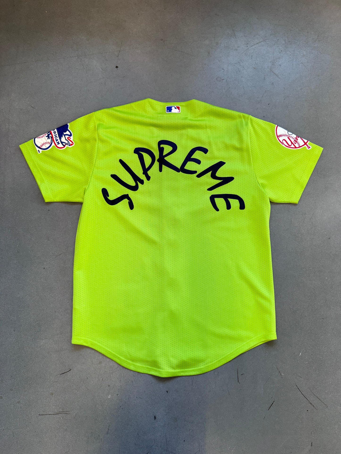 SS15 SUPREME YANKEES BASEBALL JERSEY LIME
