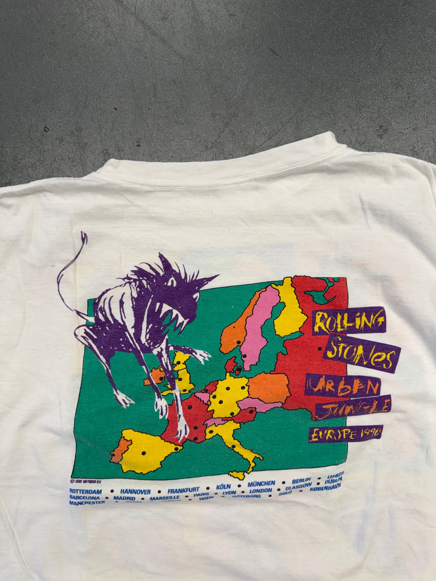 1989 ROLLING STONES URBAN JUNGLE EUROPE 1990 TOUR ANDY WARHOL INSPIRED TEE (PULLED TAG)