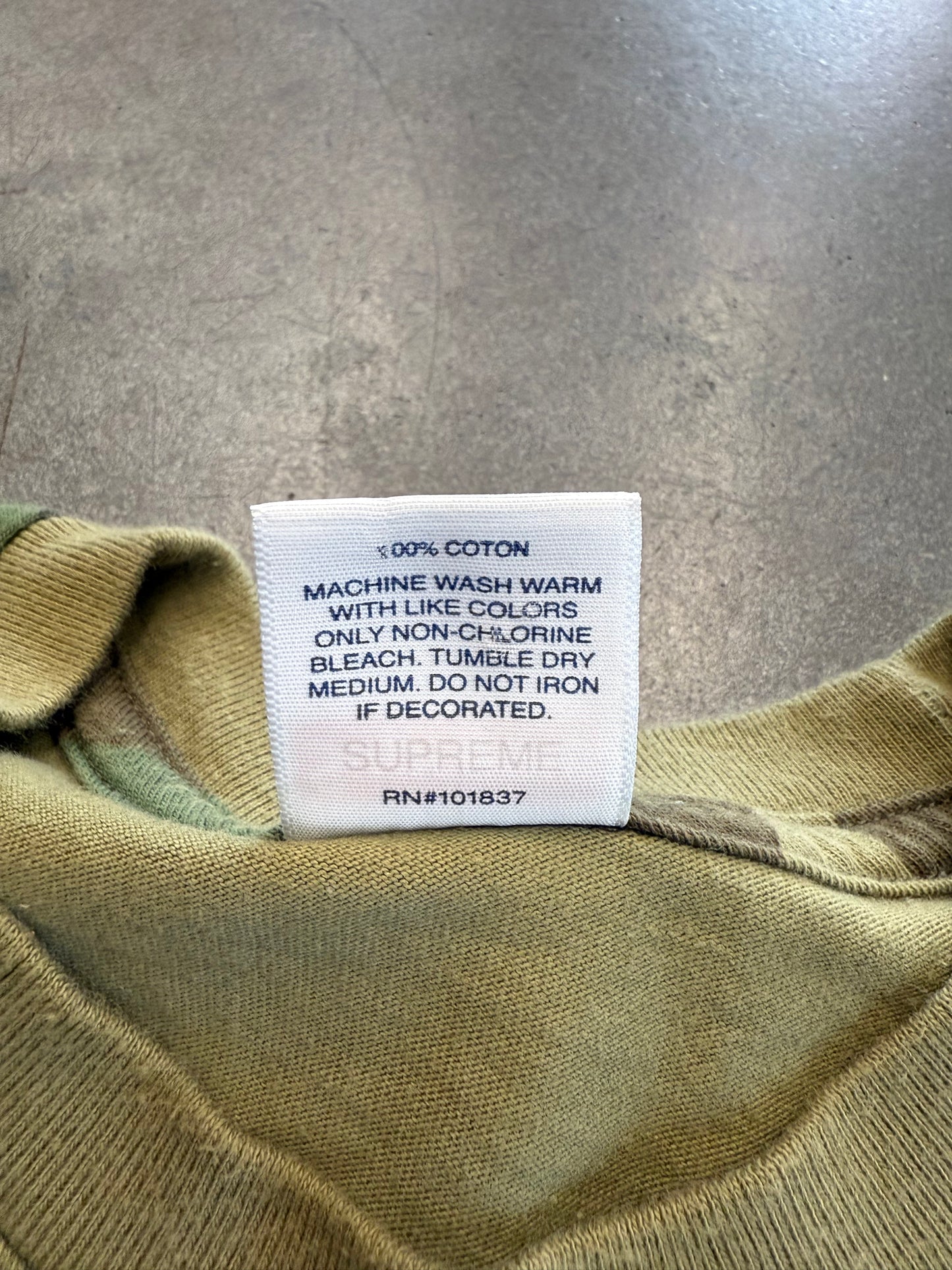 SS19 SUPREME MIDDLE FINGER TO THE WORLD TEE - WOODLAND CAMO