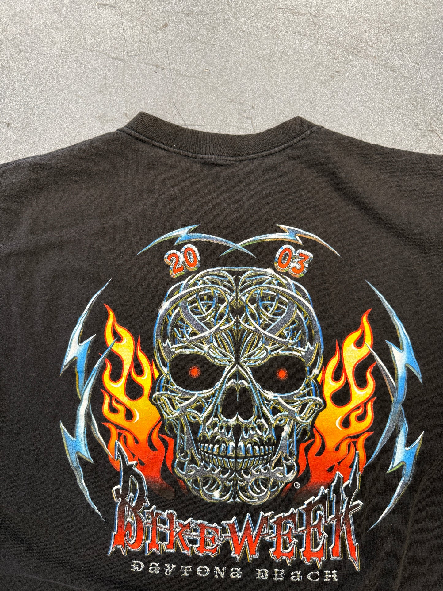 2003 DAYTONA BEACH BIKE WEEK SPEED DEMONS CUT-OFF TEE (CUT TAG)
