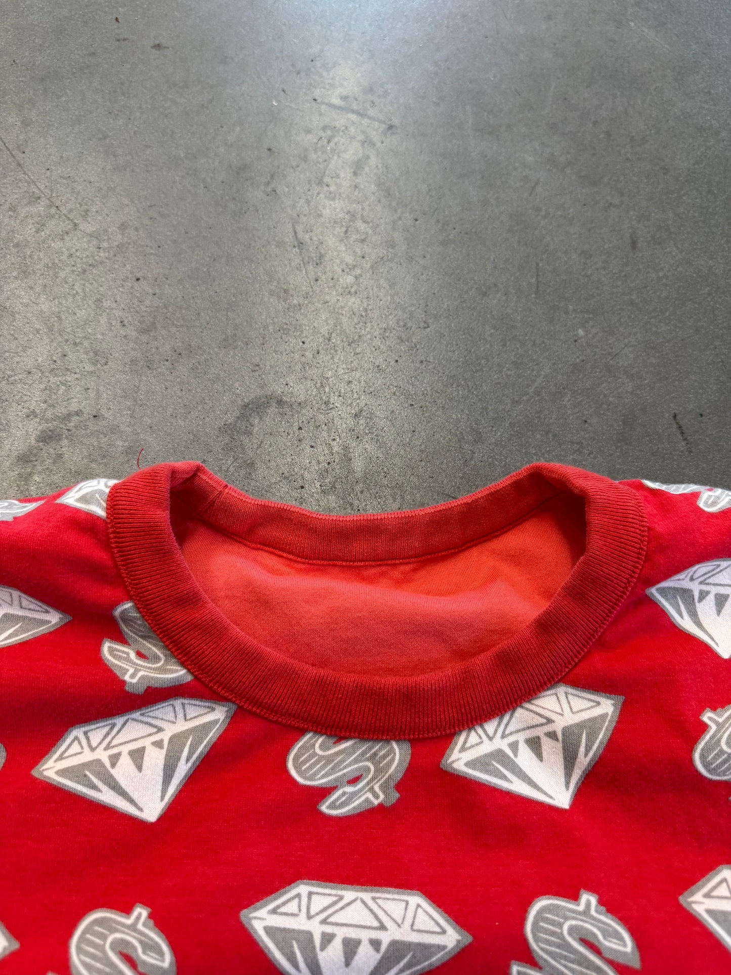 VINTAGE BILLIONAIRE BOYS CLUB BBC DIAMONDS & DOLLARS RED REVERSIBLE TEE