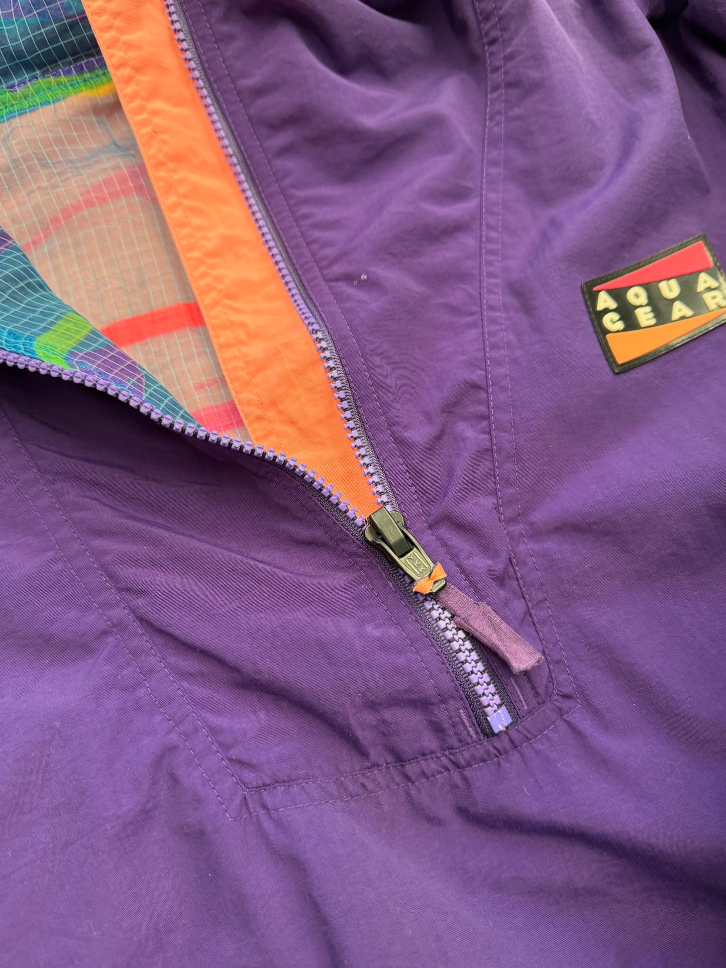 ‘90s NIKE REVERSIBLE AQUA GEAR MULTI GEAR QUARTER ZIP COLOFUL WINDBREAKER