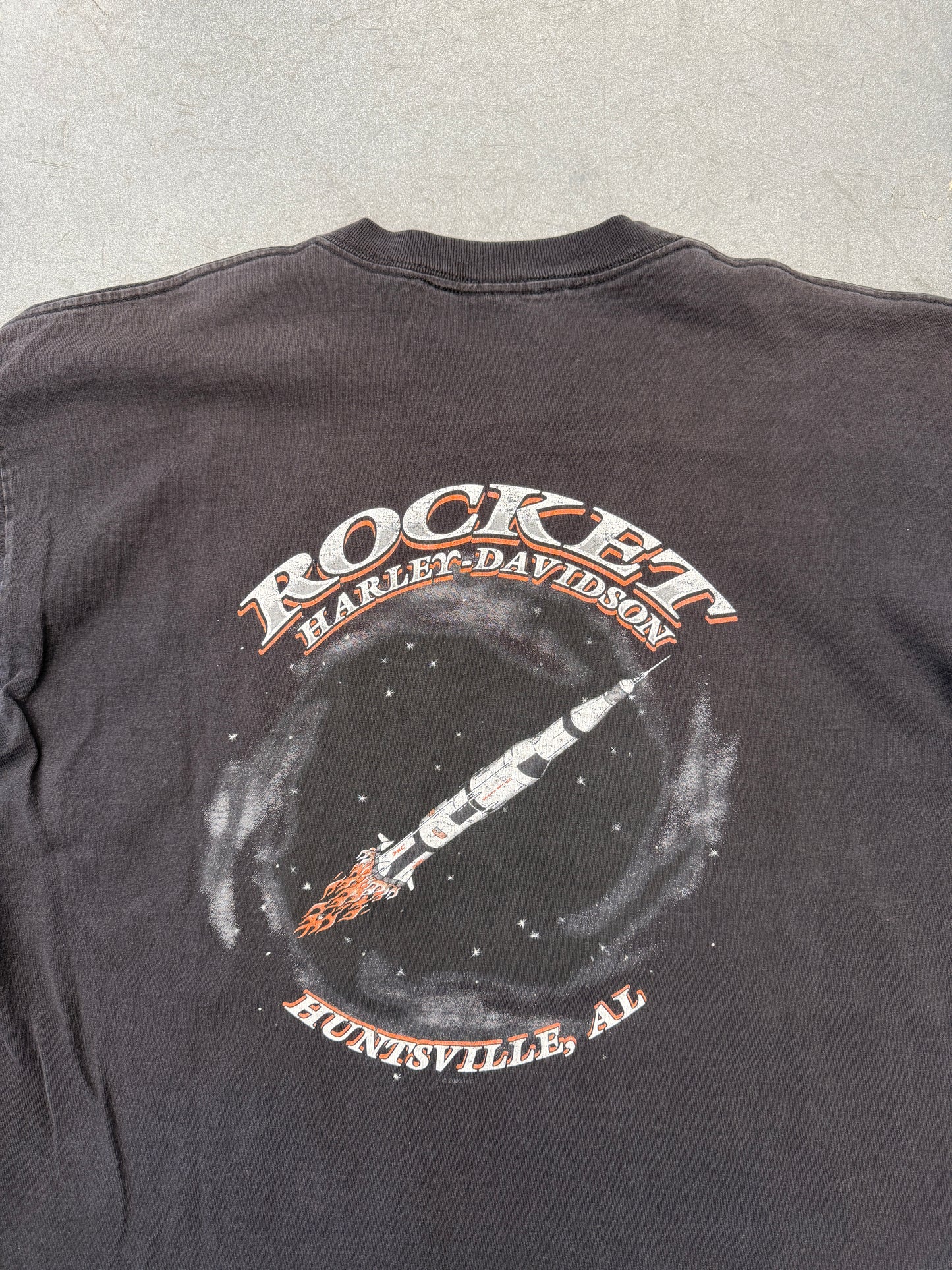 2003 HARLEY-DAVIDSON HUNTSVILLE, AL ROCKET SPIDER WEB SLEEVE LS MULLET TEE
