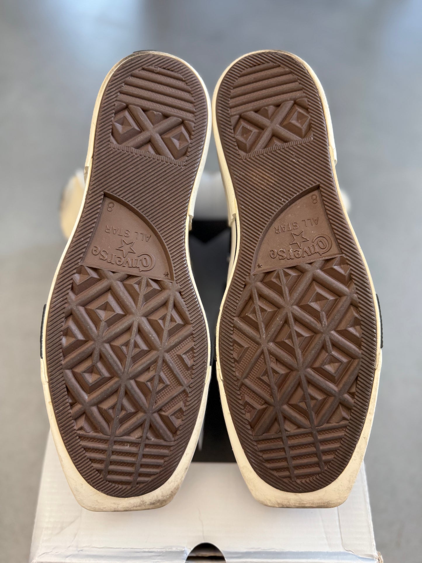 2022 SIZE 8 CONVERSE DRKSTAR HI RICK OWENS DRKSHDW HI BLACK EGRET (WITH BOX)