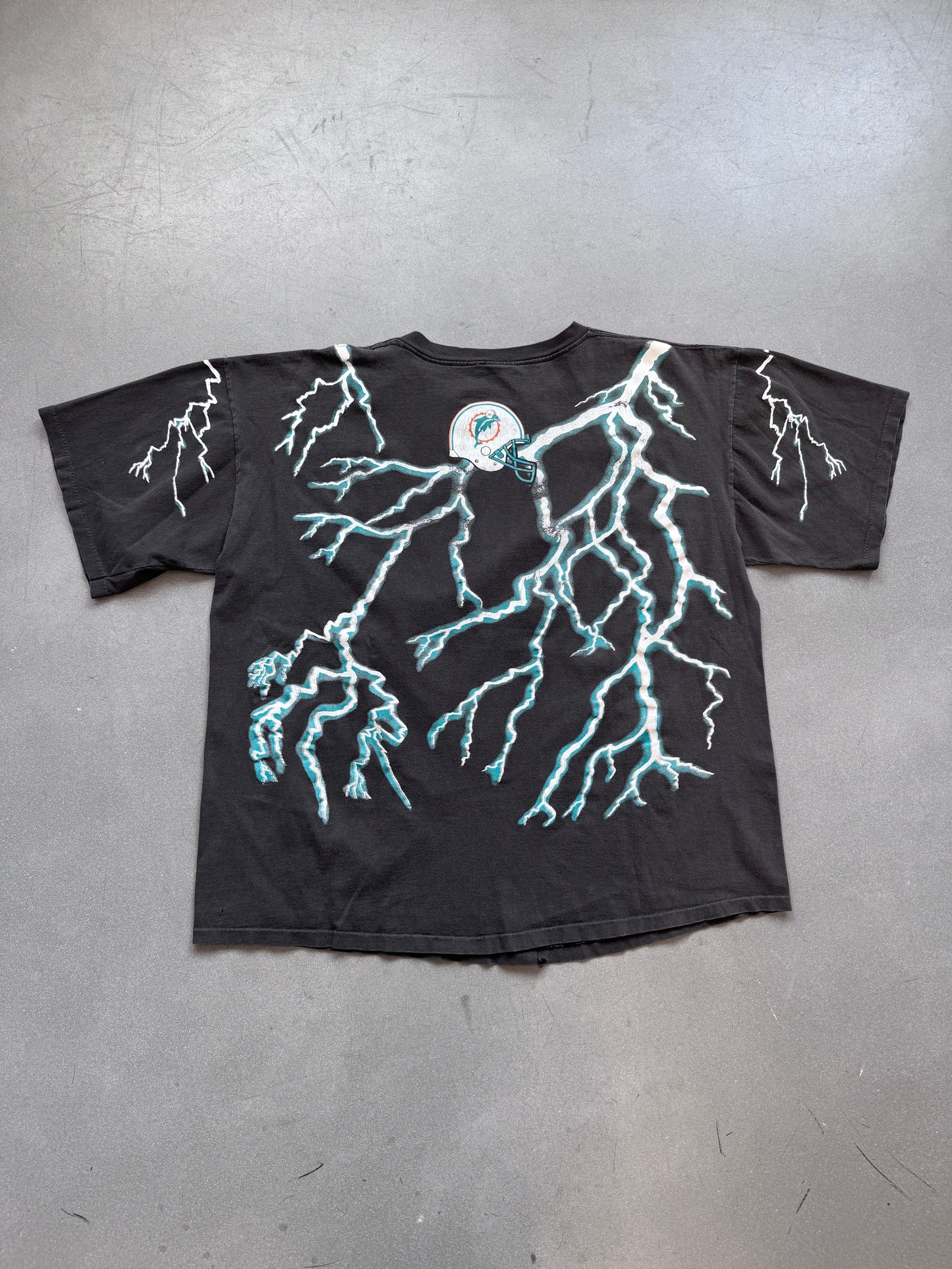 1993 MIAMI DOLPHINS SALEM LIGHTNING AMERICAN THUNDER TEE (SALEM SPORTSWEAR TAG)