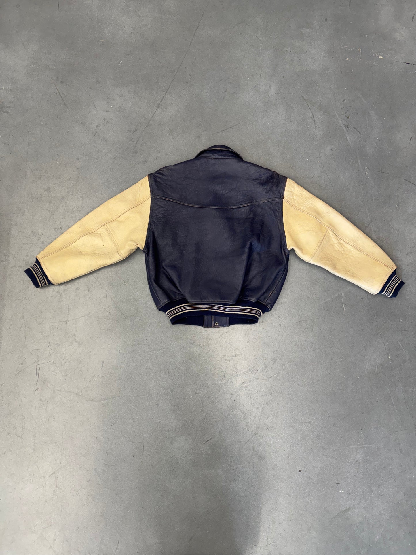 VINTAGE AVIREX MIDNIGHT SUN LEAGUE LEATHER VARSITY JACKET