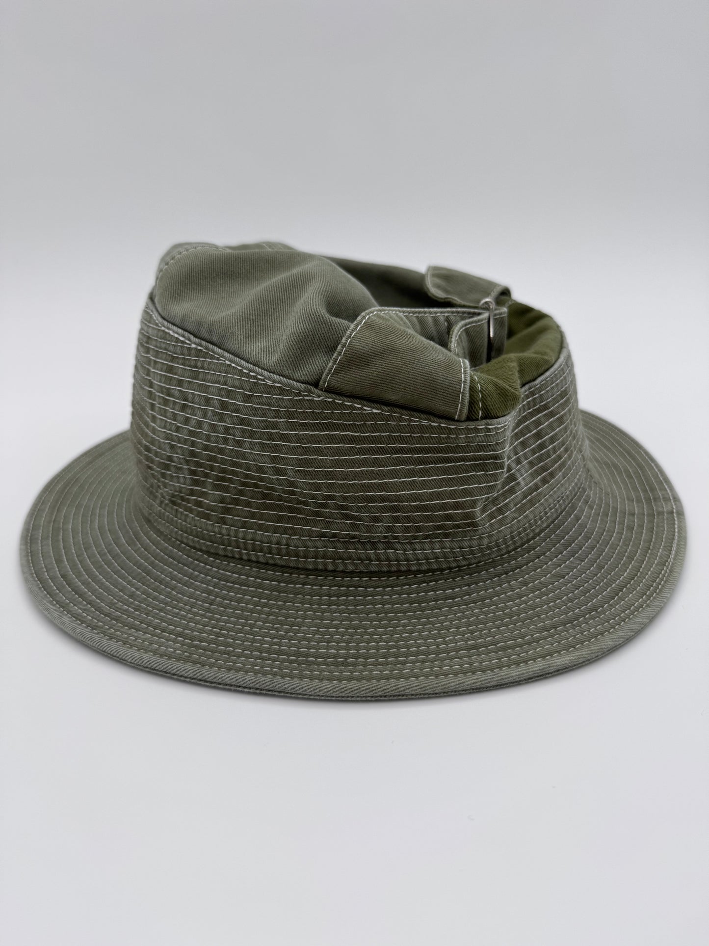 KAPITAL THE OLD MAN AND THE SEA CHINO BUCKET HAT OLIVE